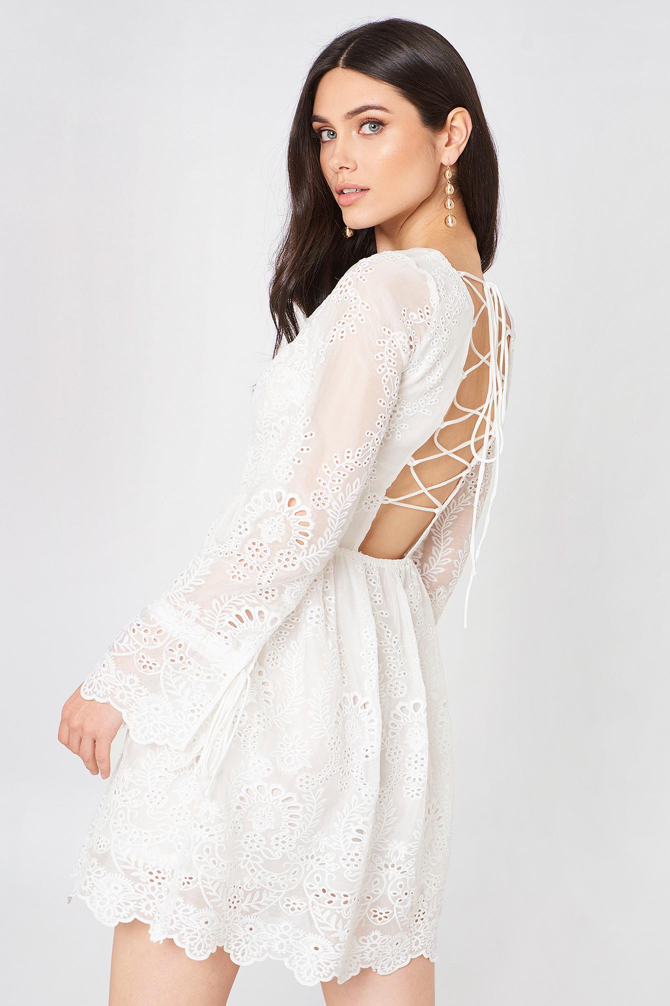 white lace mini dress long sleeve