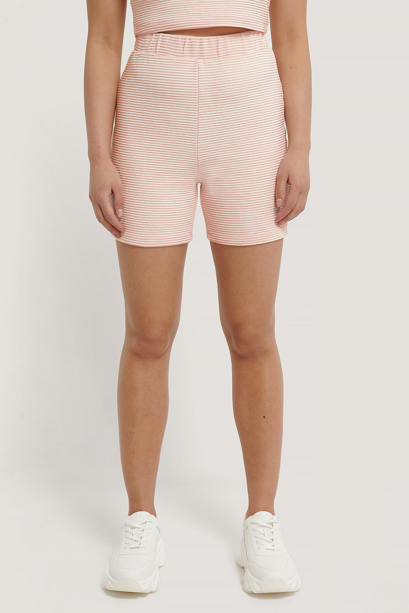 NA-KD Synthetic Pink Ribbed Shorts - Lyst