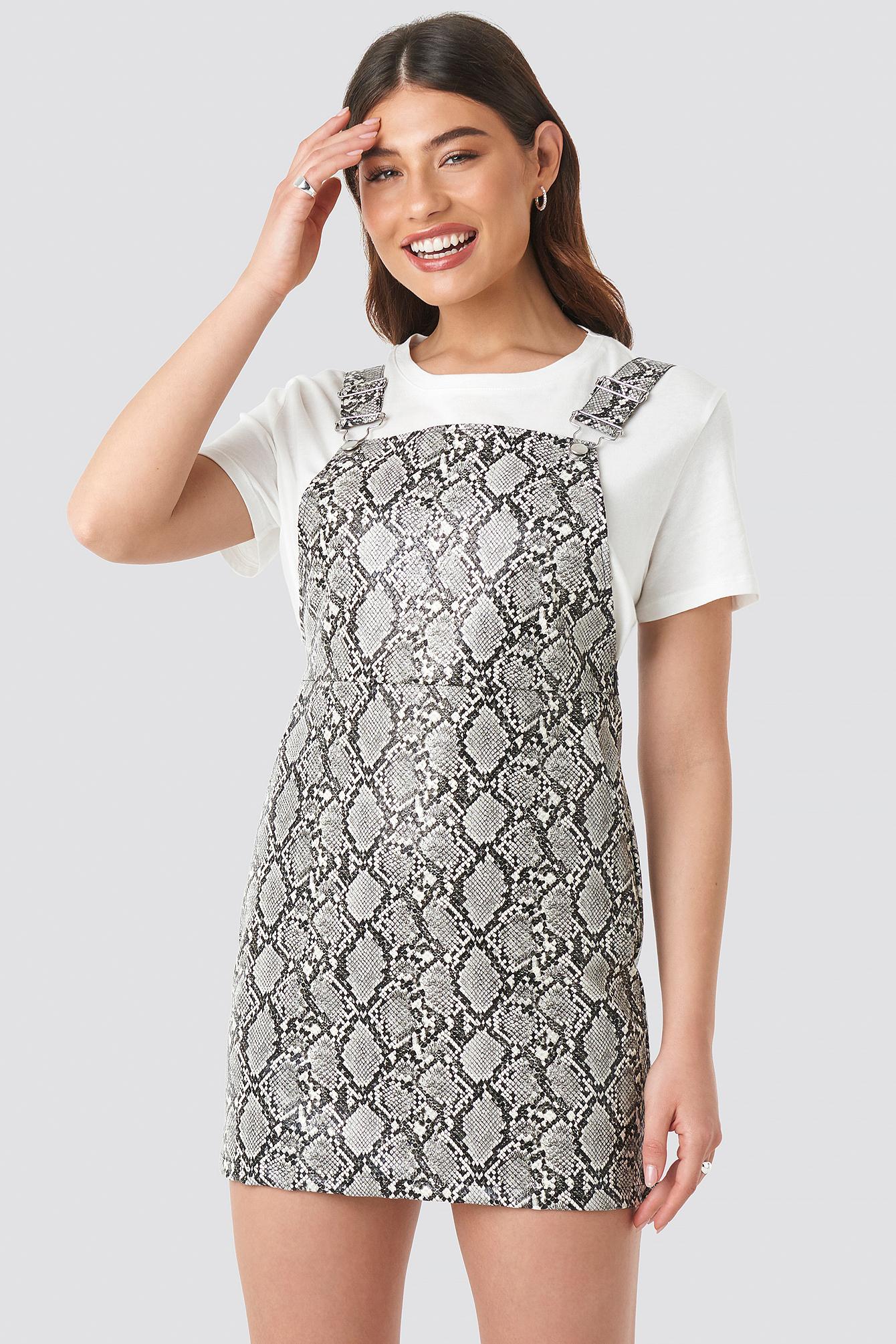 printed dungaree dress