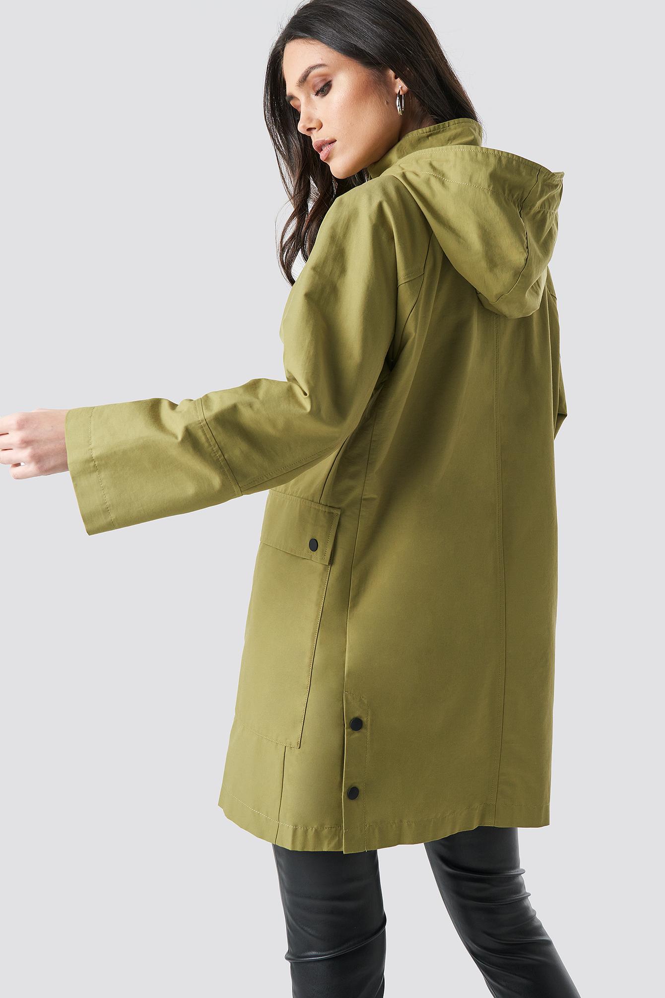 green lightweight parka