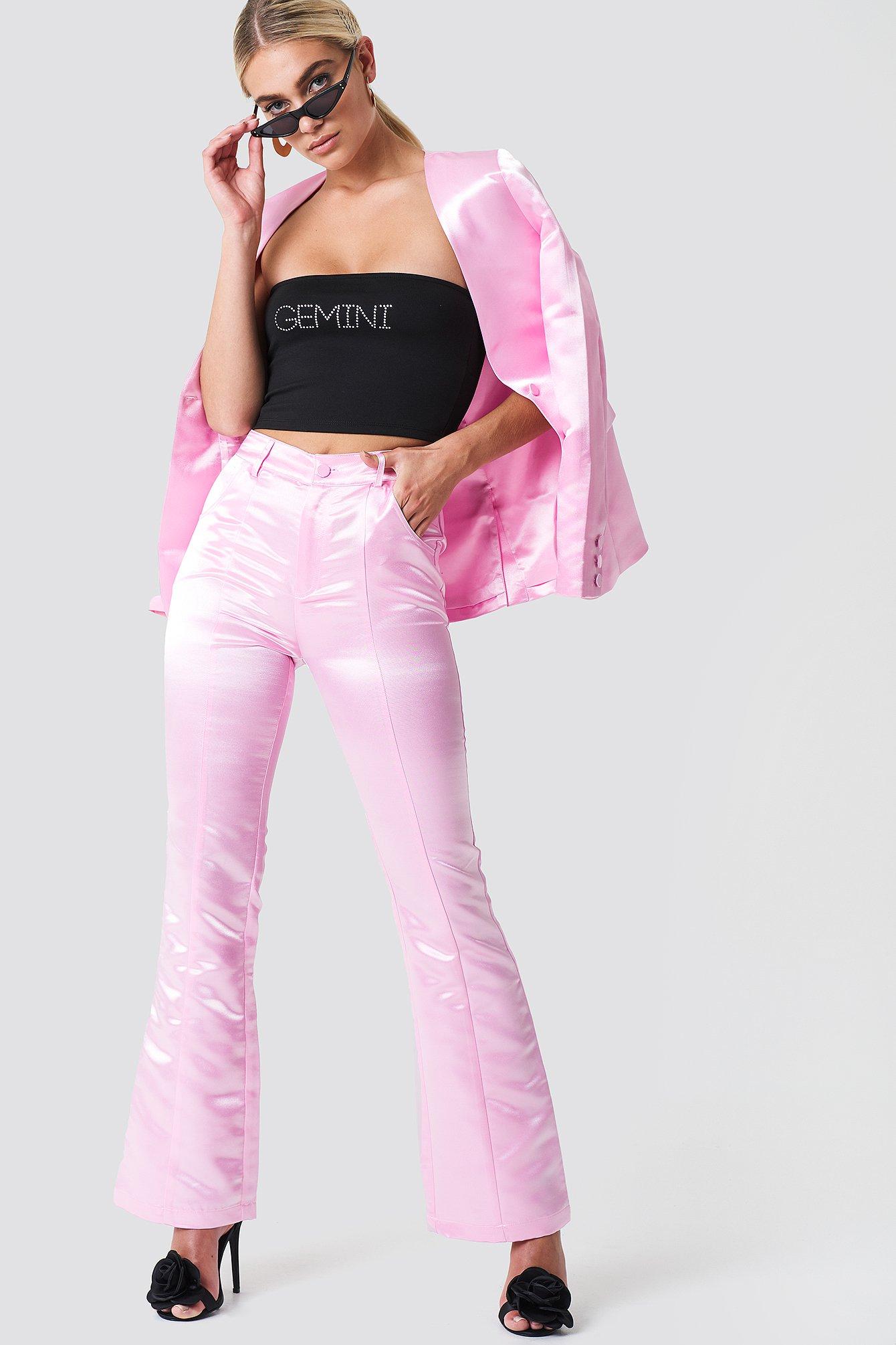 pink bootcut trousers