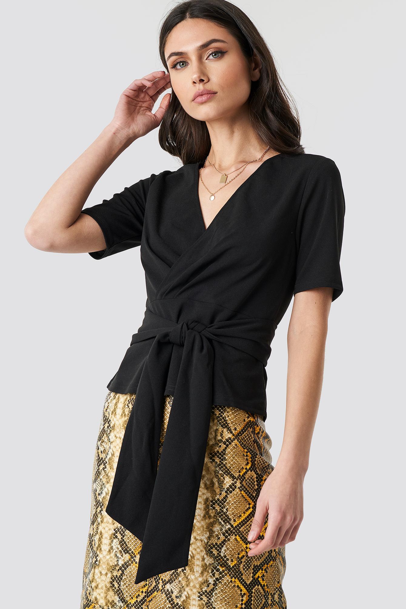 Lyst NAKD Wrap Tie Top Black in Black