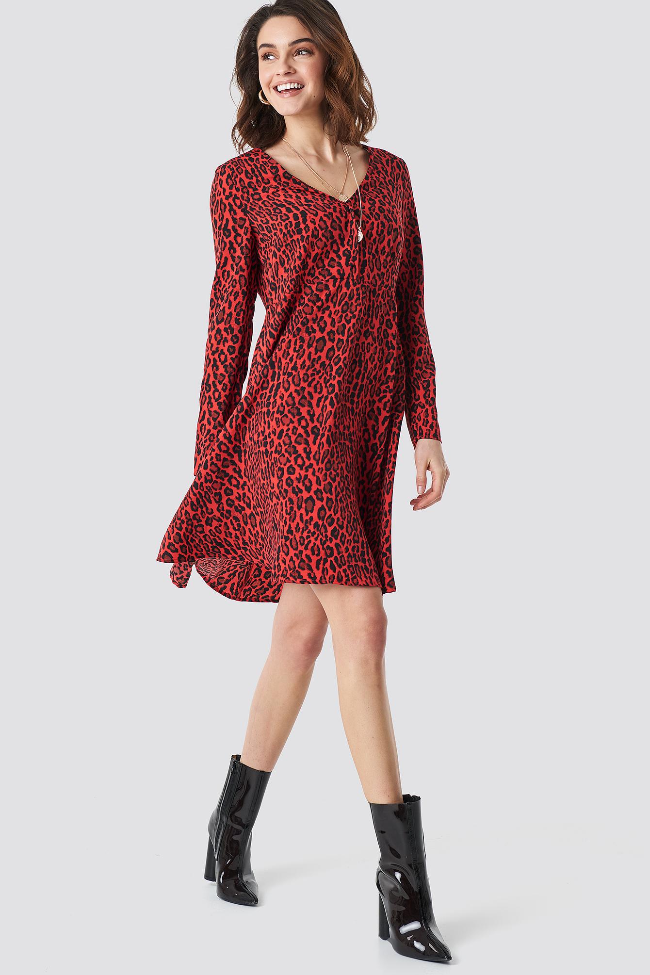 leopard button up dress