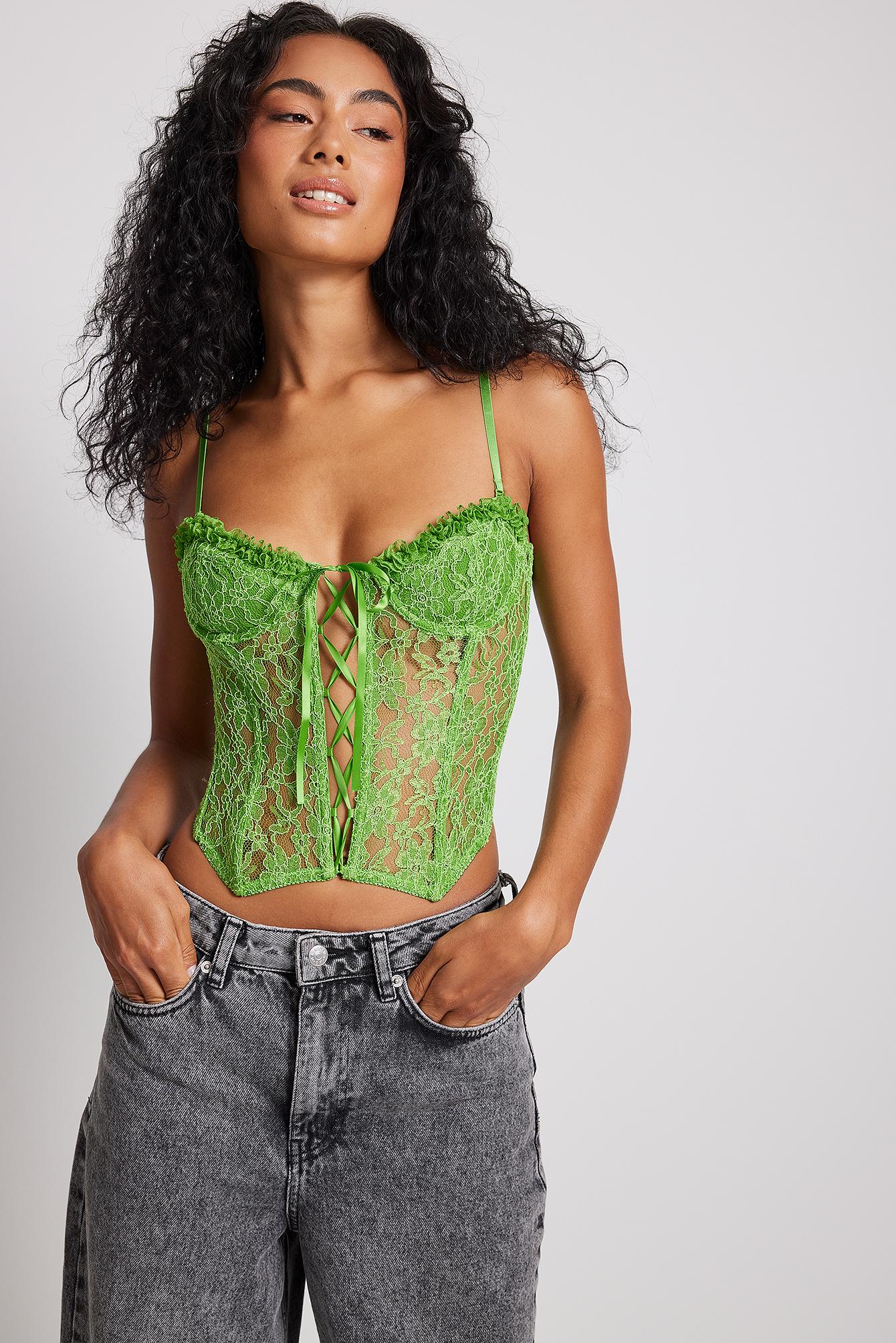 crisis Bezit Microcomputer NA-KD Lace Up Front Corset in Green | Lyst
