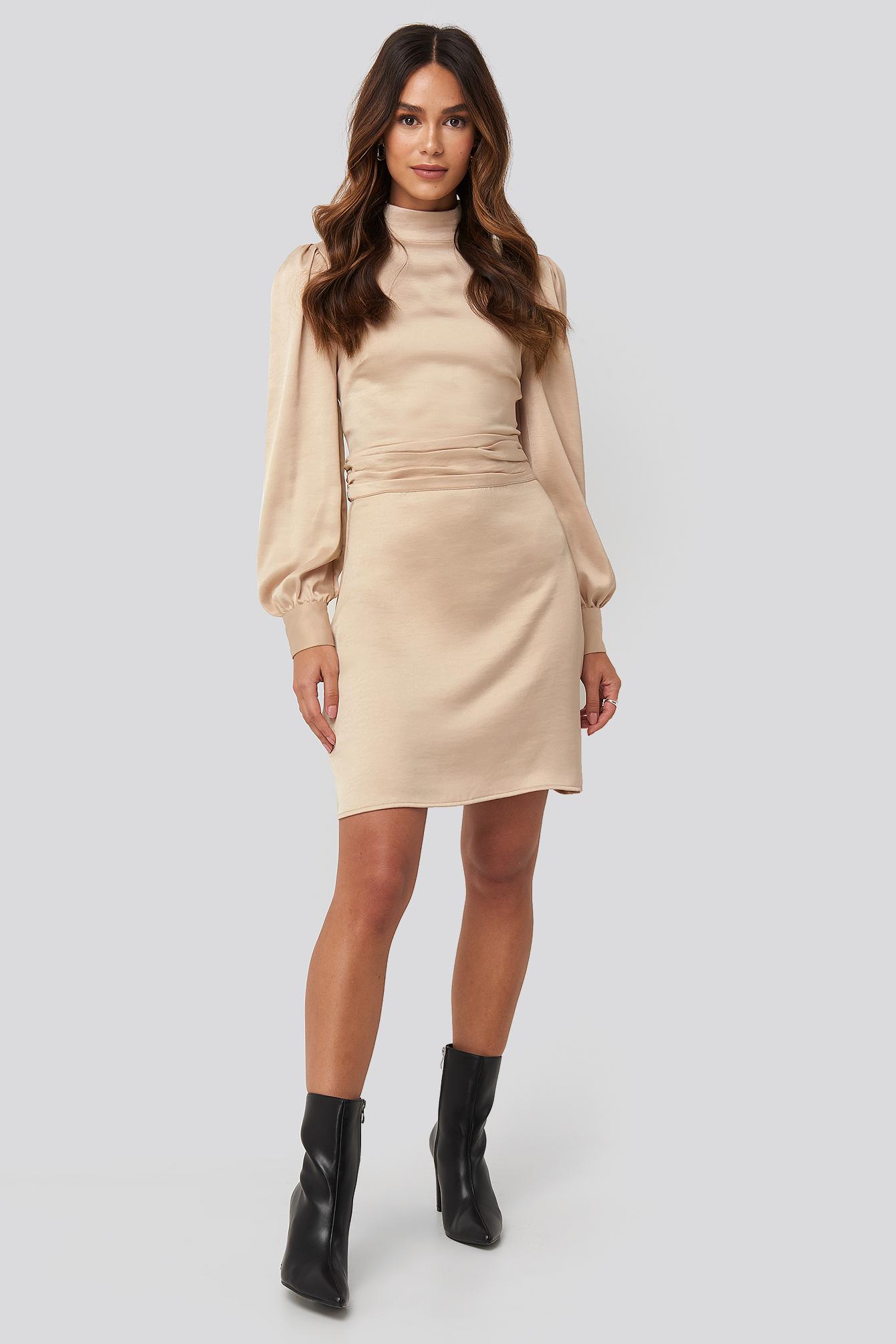 tan satin dress