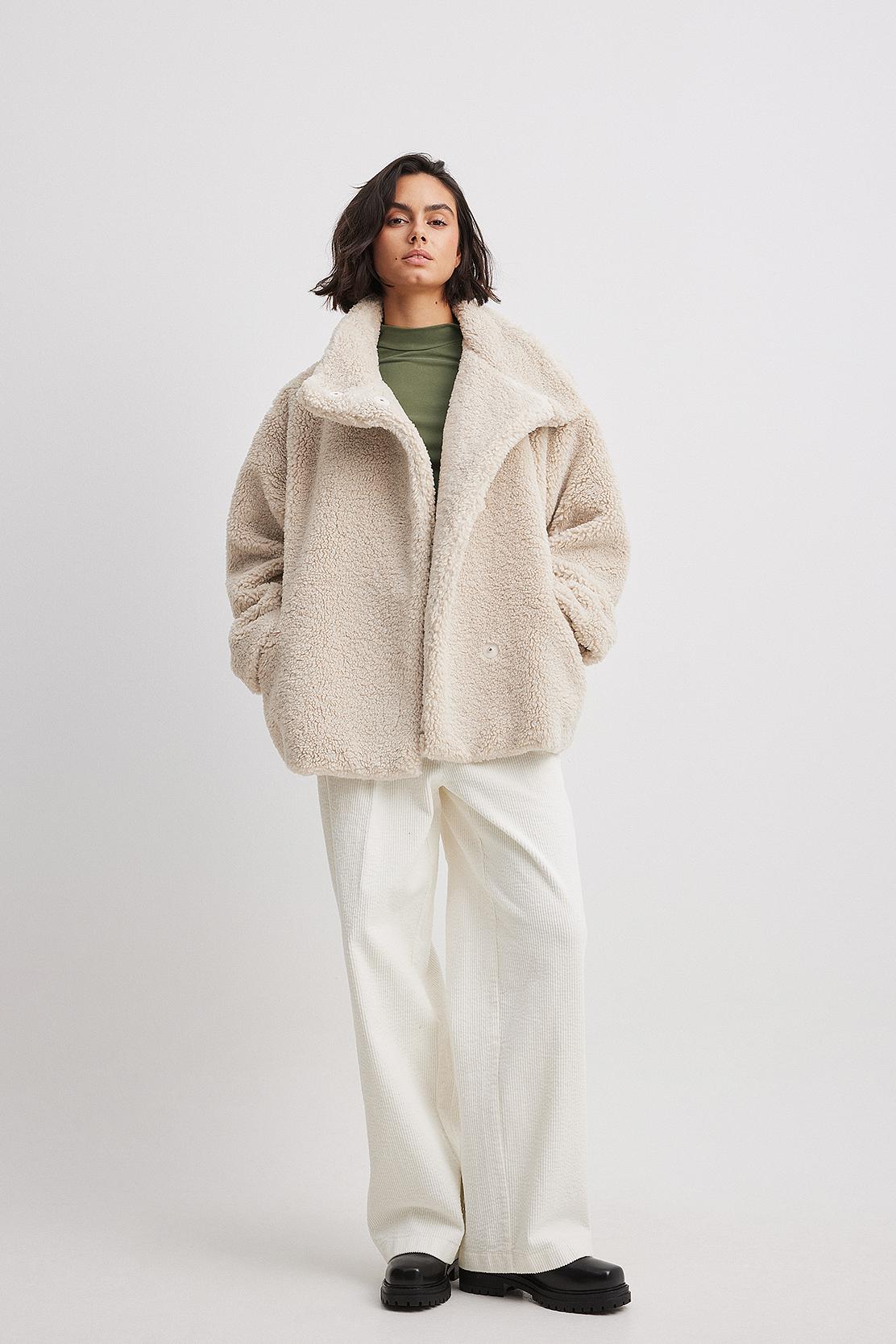 NA KD Oversized Teddy Jacket in Natural Lyst