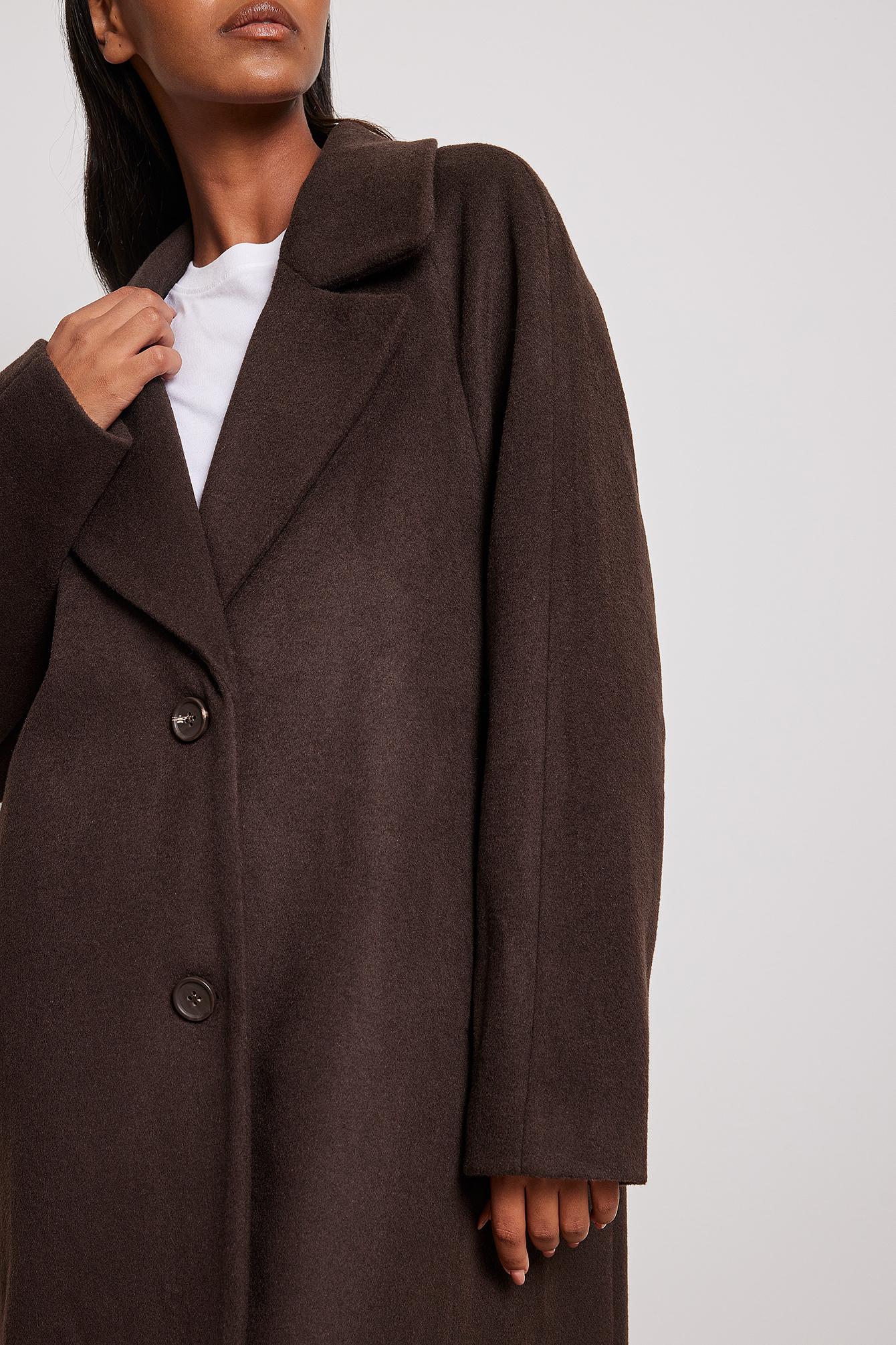 NA-KD Wool Blend Oversized Coat in Brown | Lyst