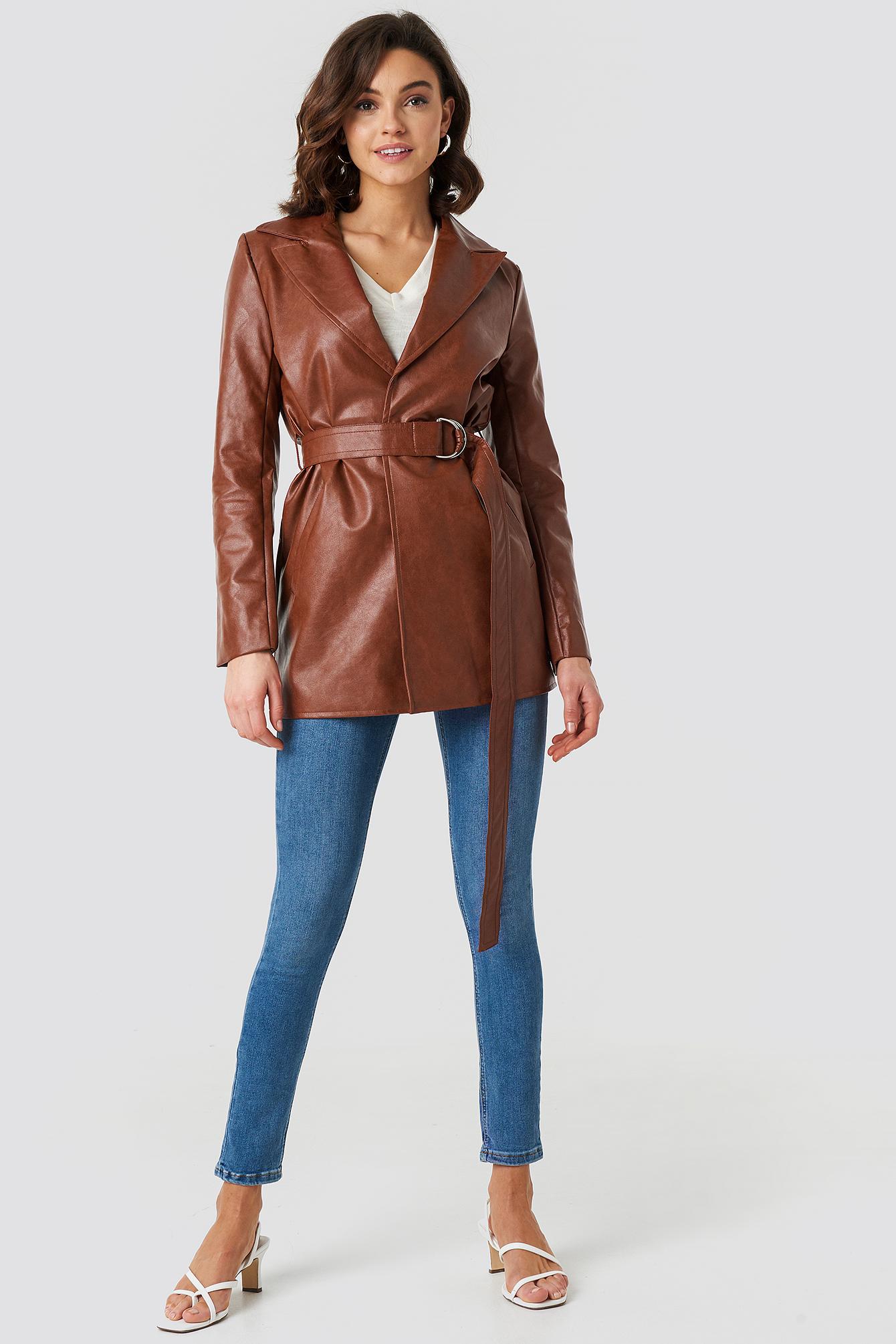 Brown pu jacket Clearance