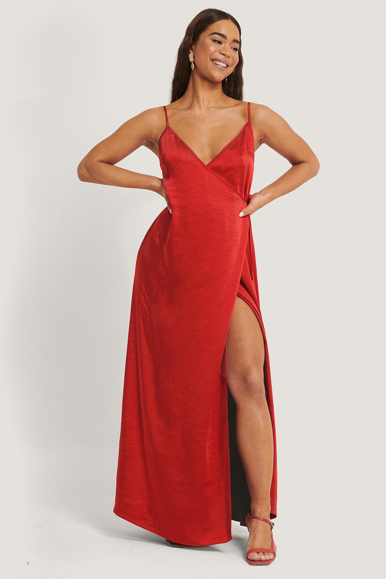 thin strap red dress