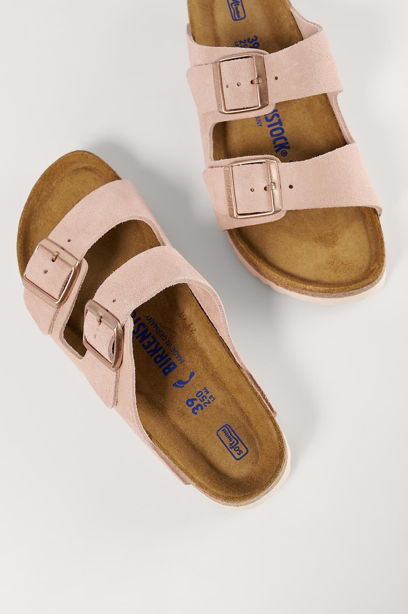 Birkenstock Leer Arizona Zacht Voetbed in het Roze - Lyst