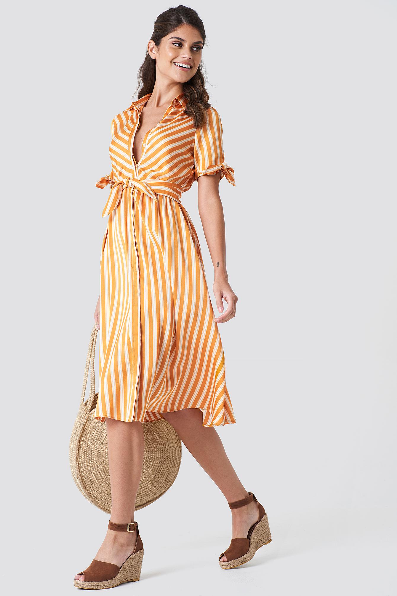 mango striped bow dress