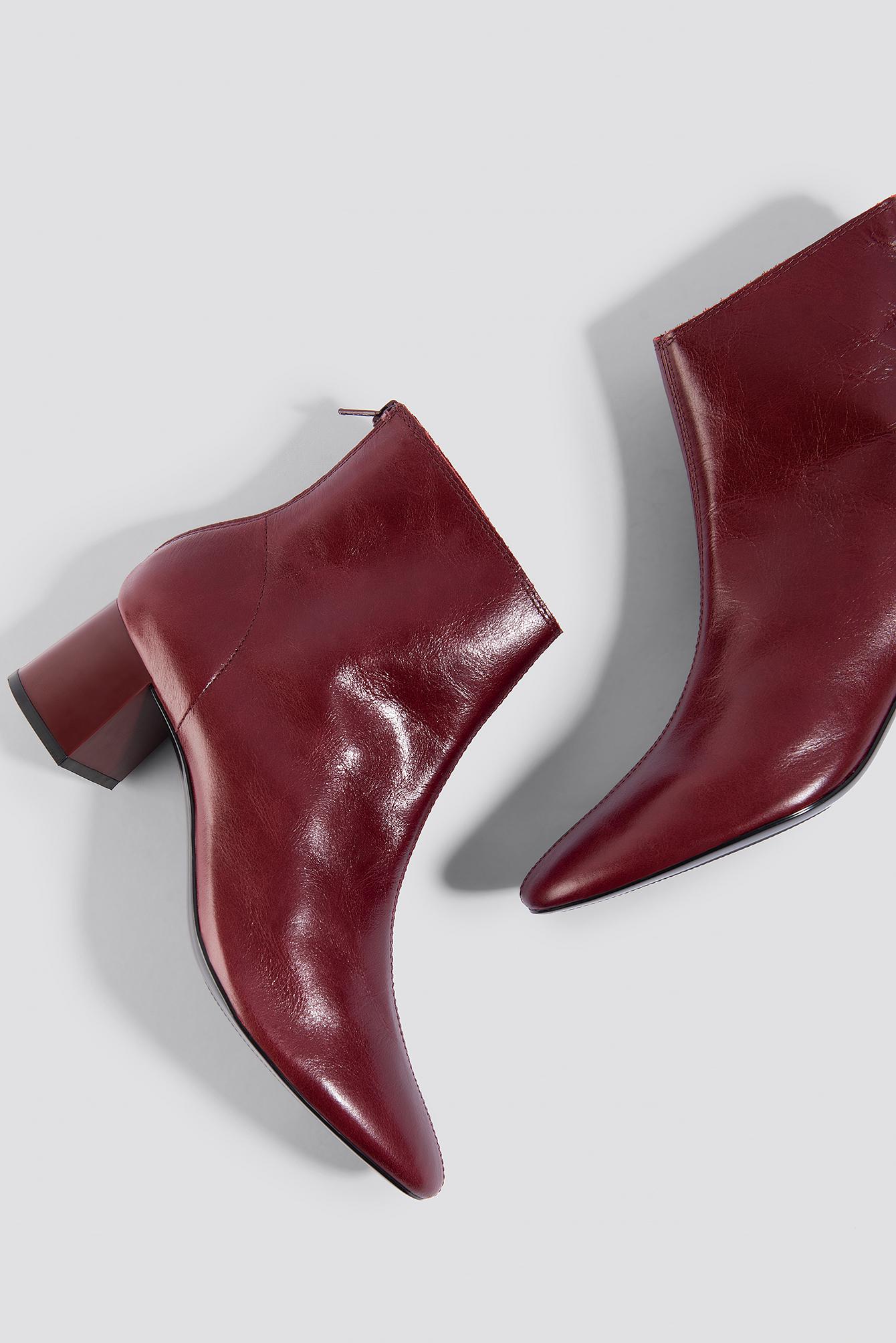 Mango Leather Nantes 1 Ankle Boots Wine in Red - Lyst
