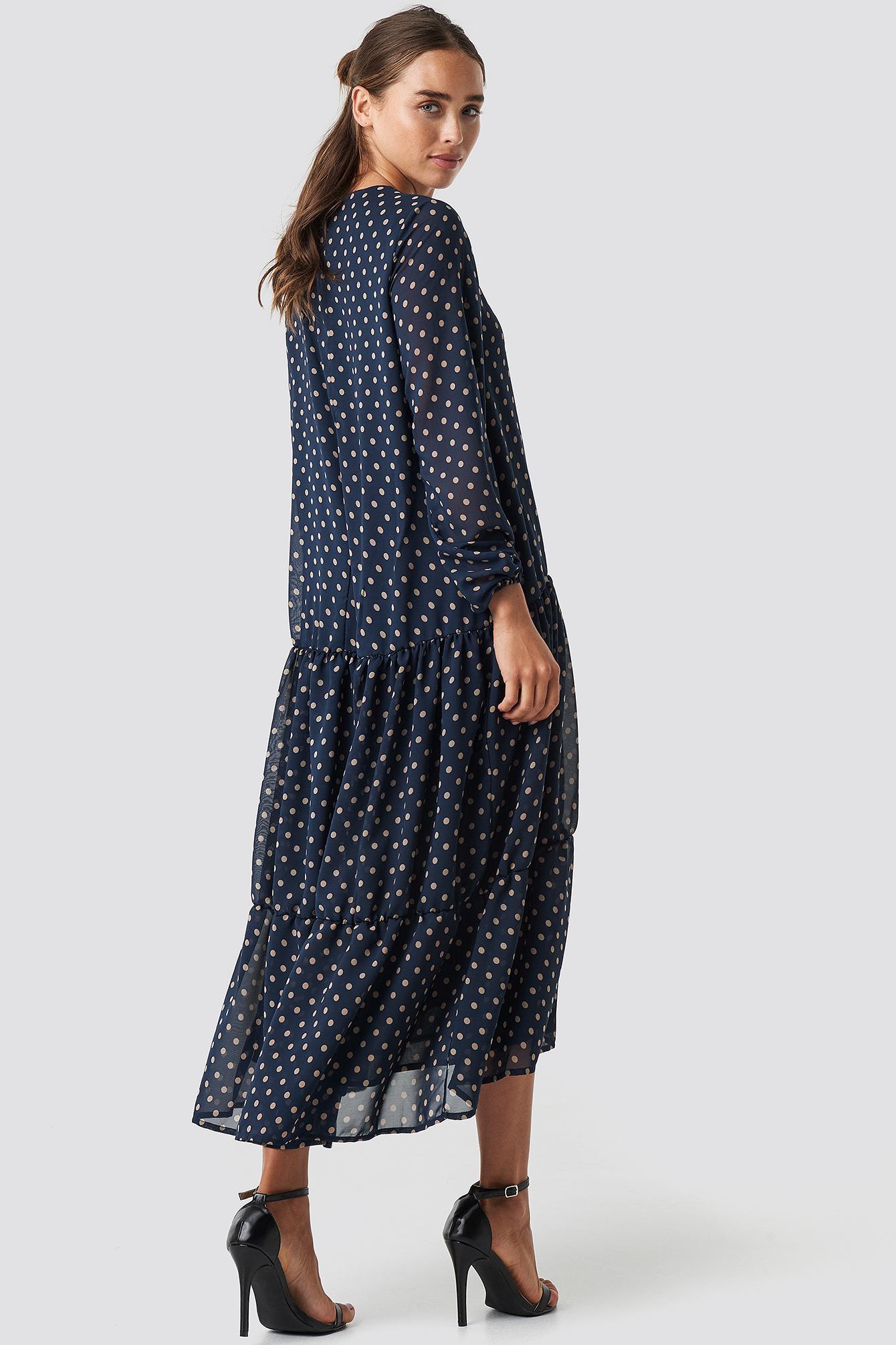 dotted ruffle chiffon dress