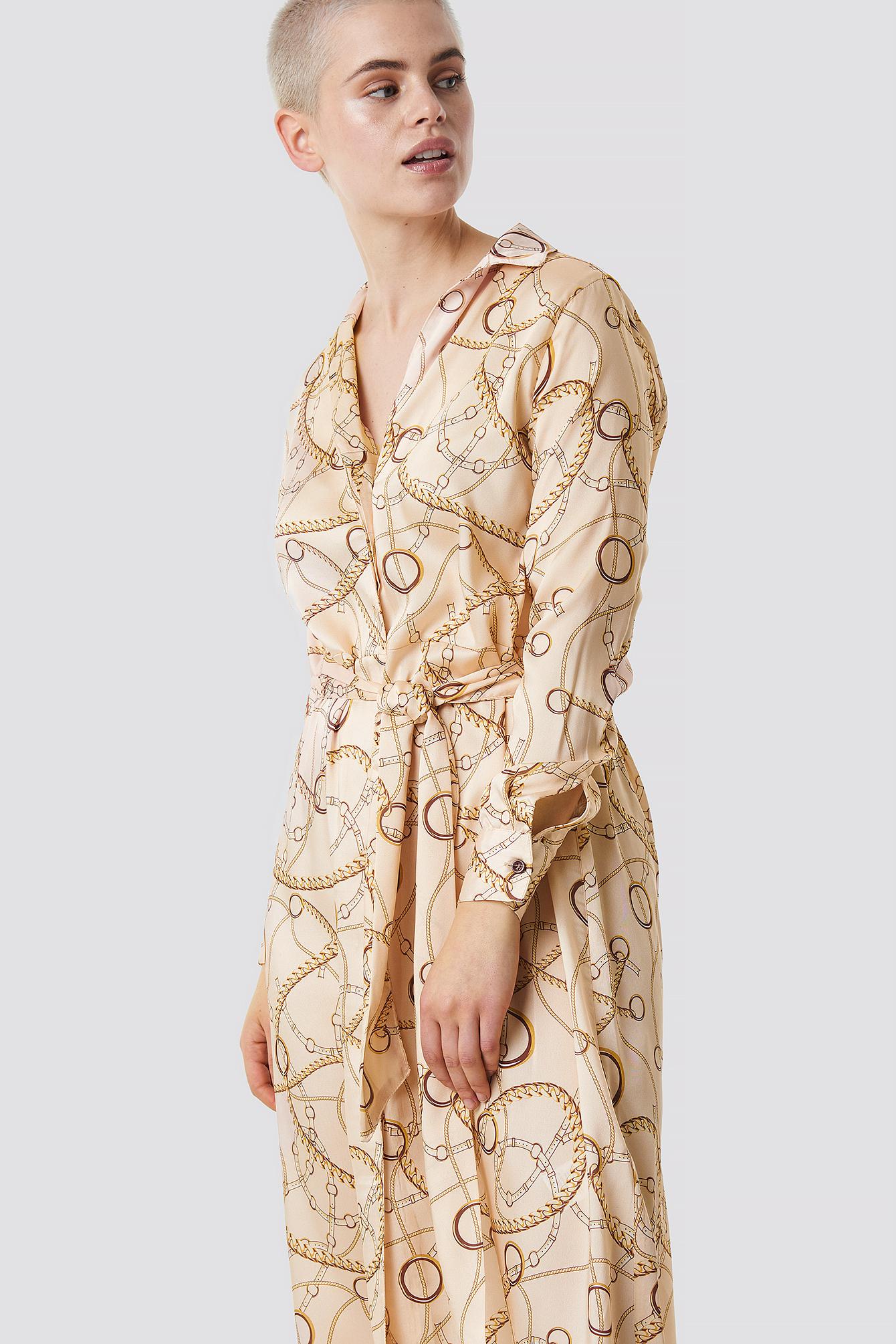 chain print satin dress