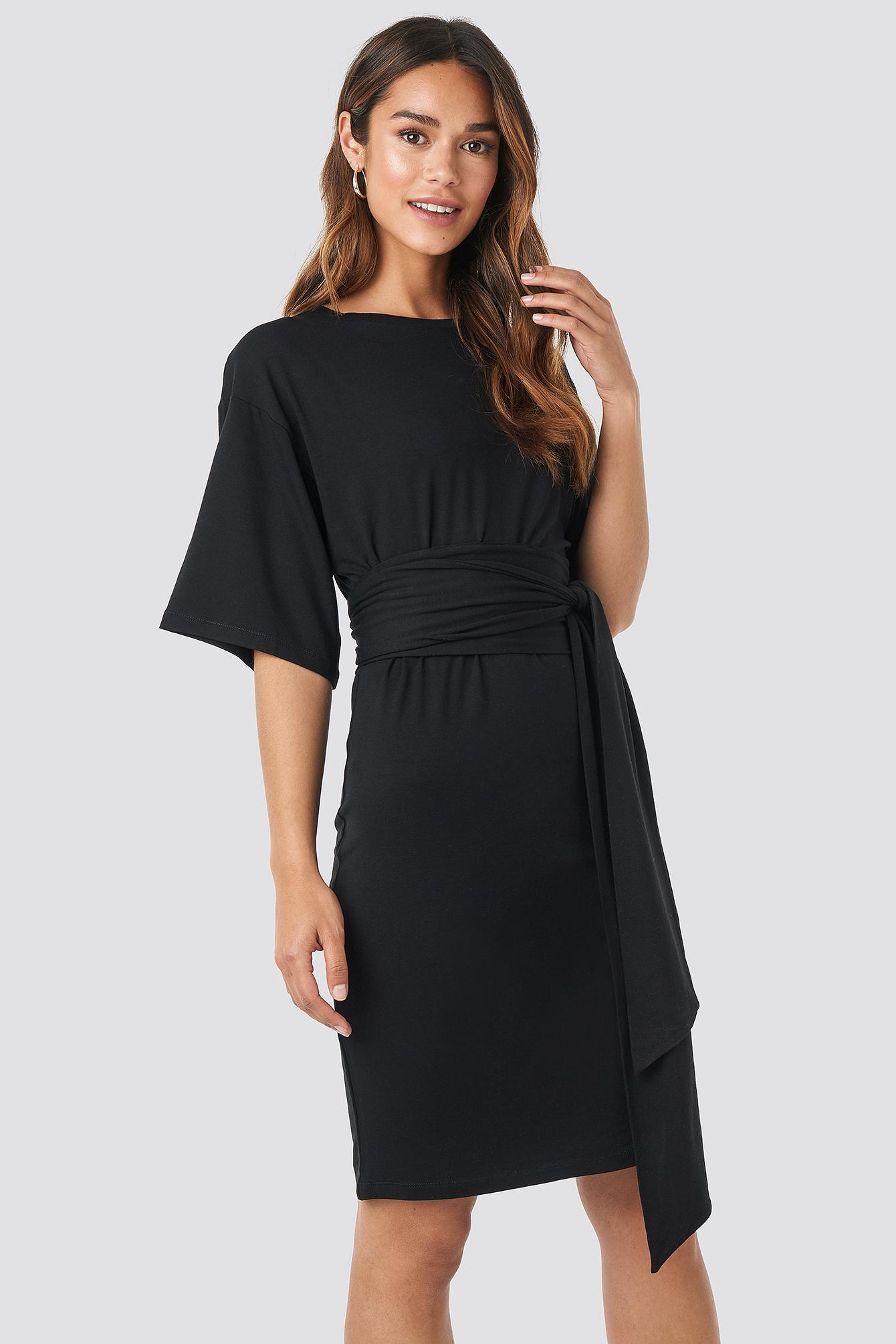 NAKD Synthetic Wrap Detail Jersey Dress Black Lyst