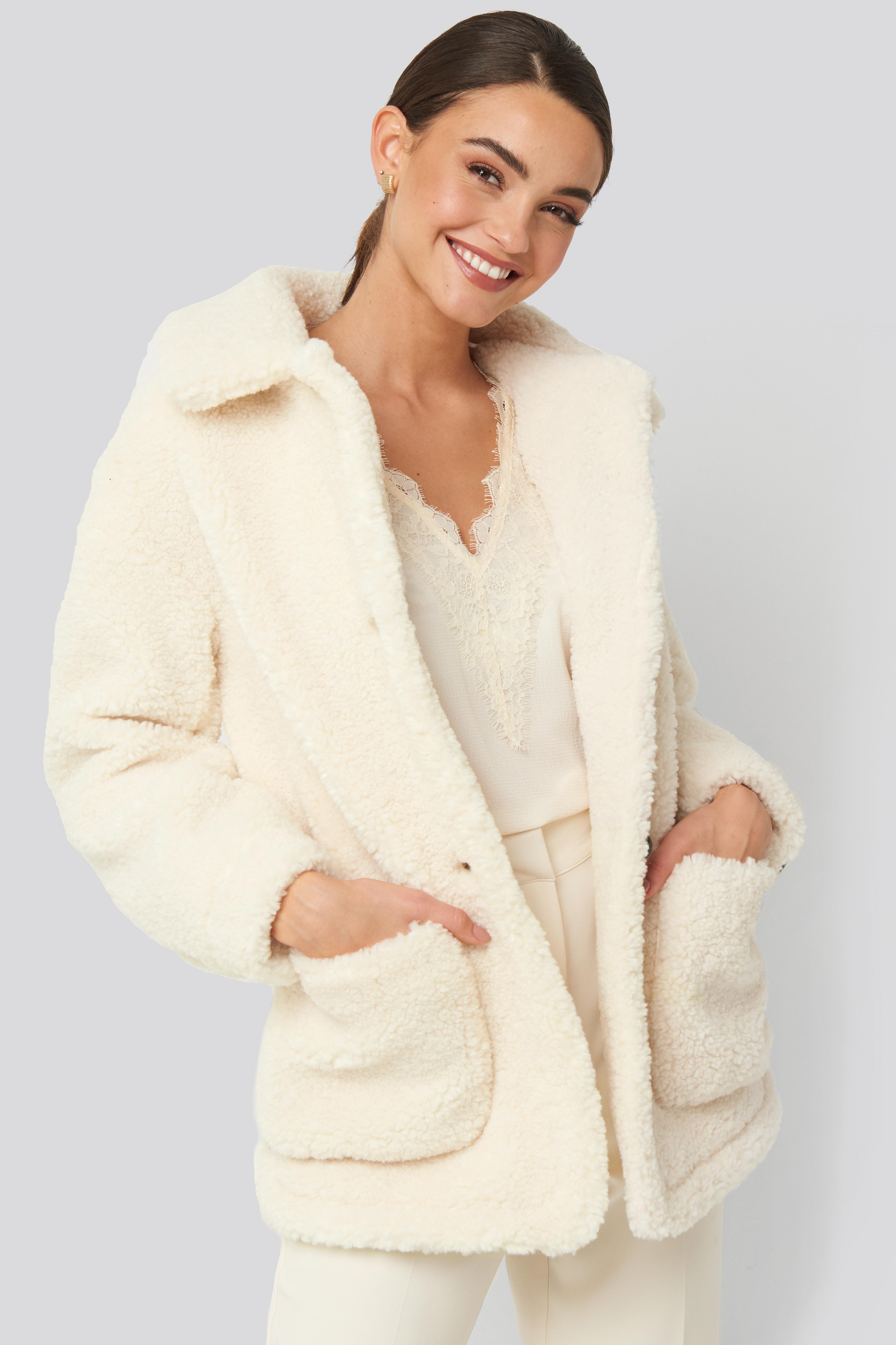 mango white teddy coat