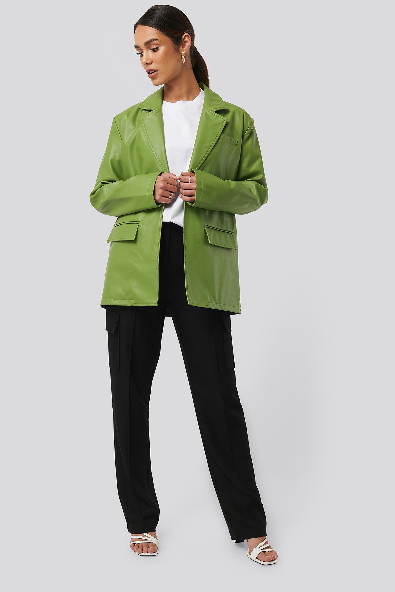 Green pu blazer Clearance