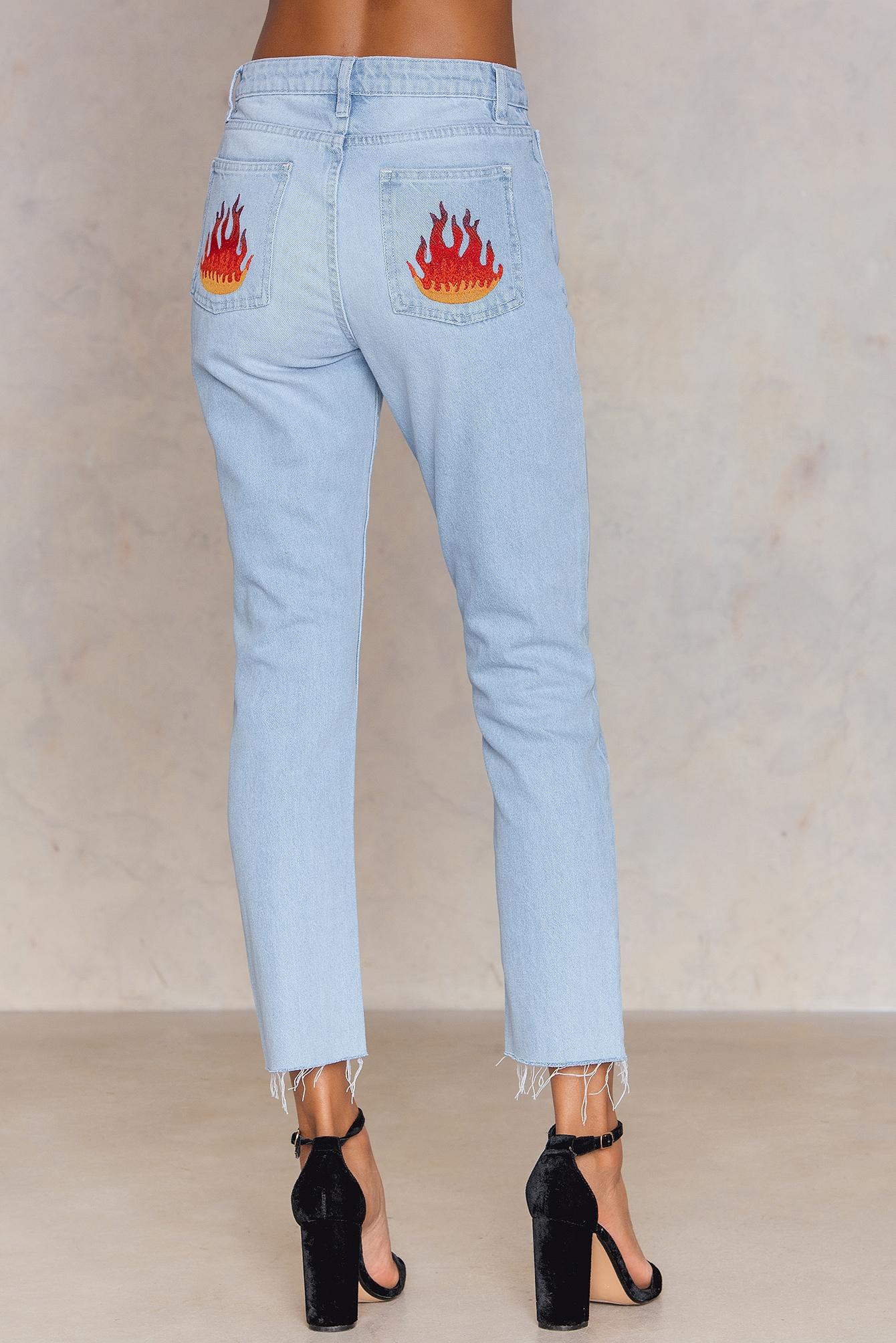 jeans with flame
