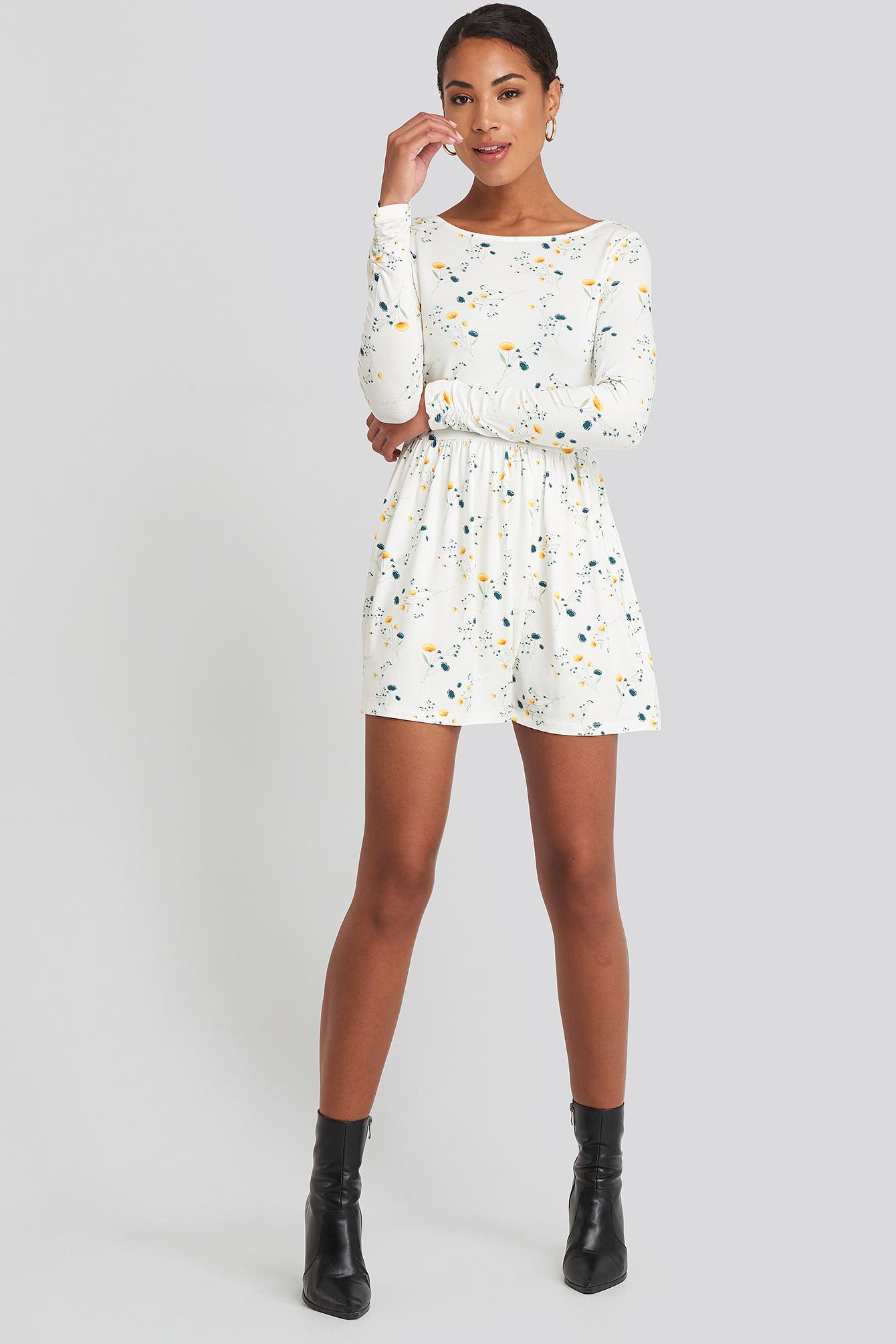 round neck floral printed skater dress