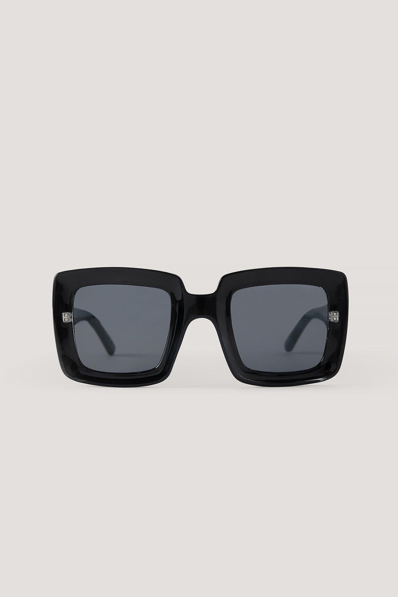 NA-KD Grote Vierkante Retro-zonnebril in het Zwart | Lyst NL