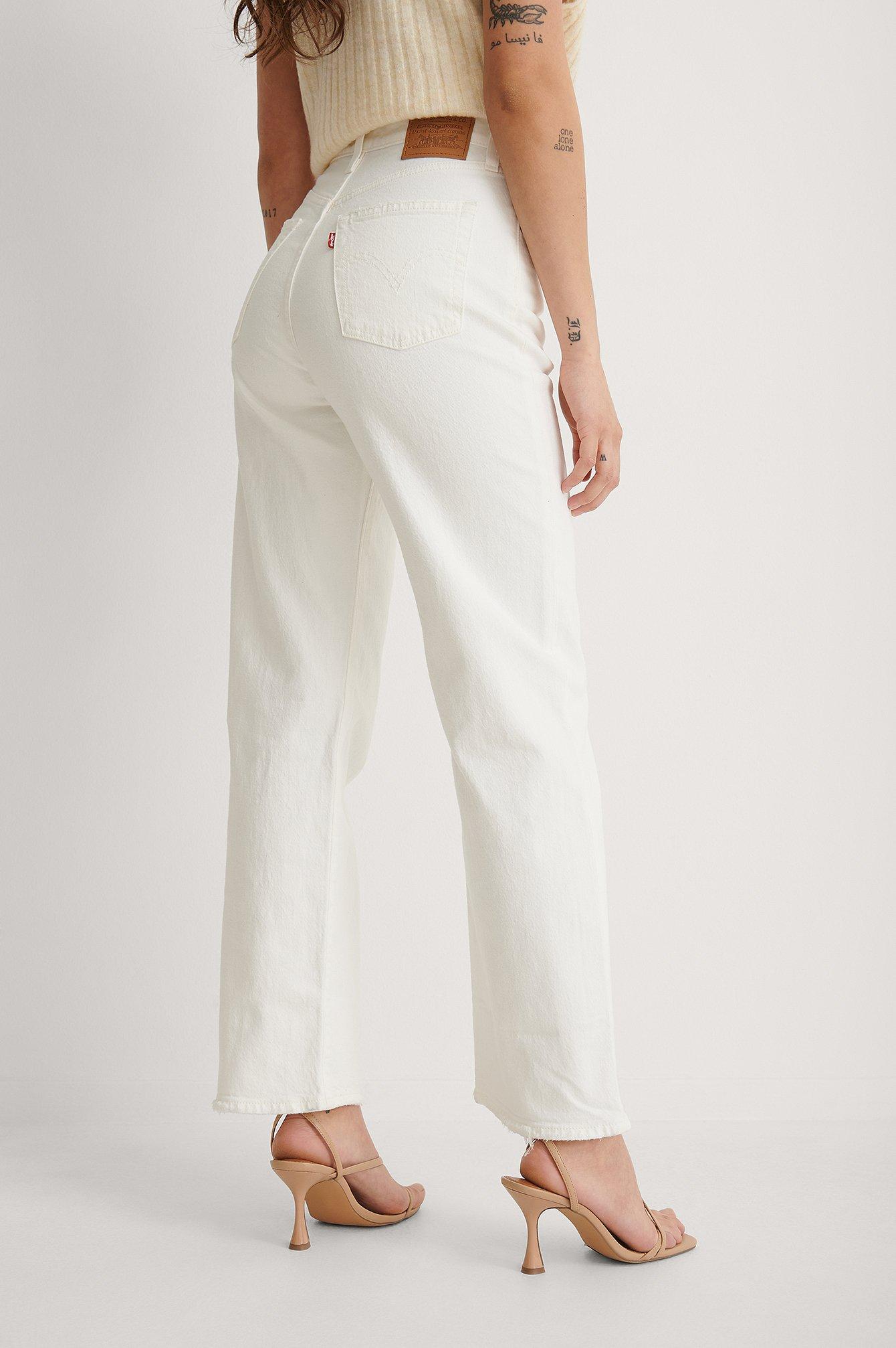 Levi's White Ribcage Straight Ankle Cloud Over | Lyst