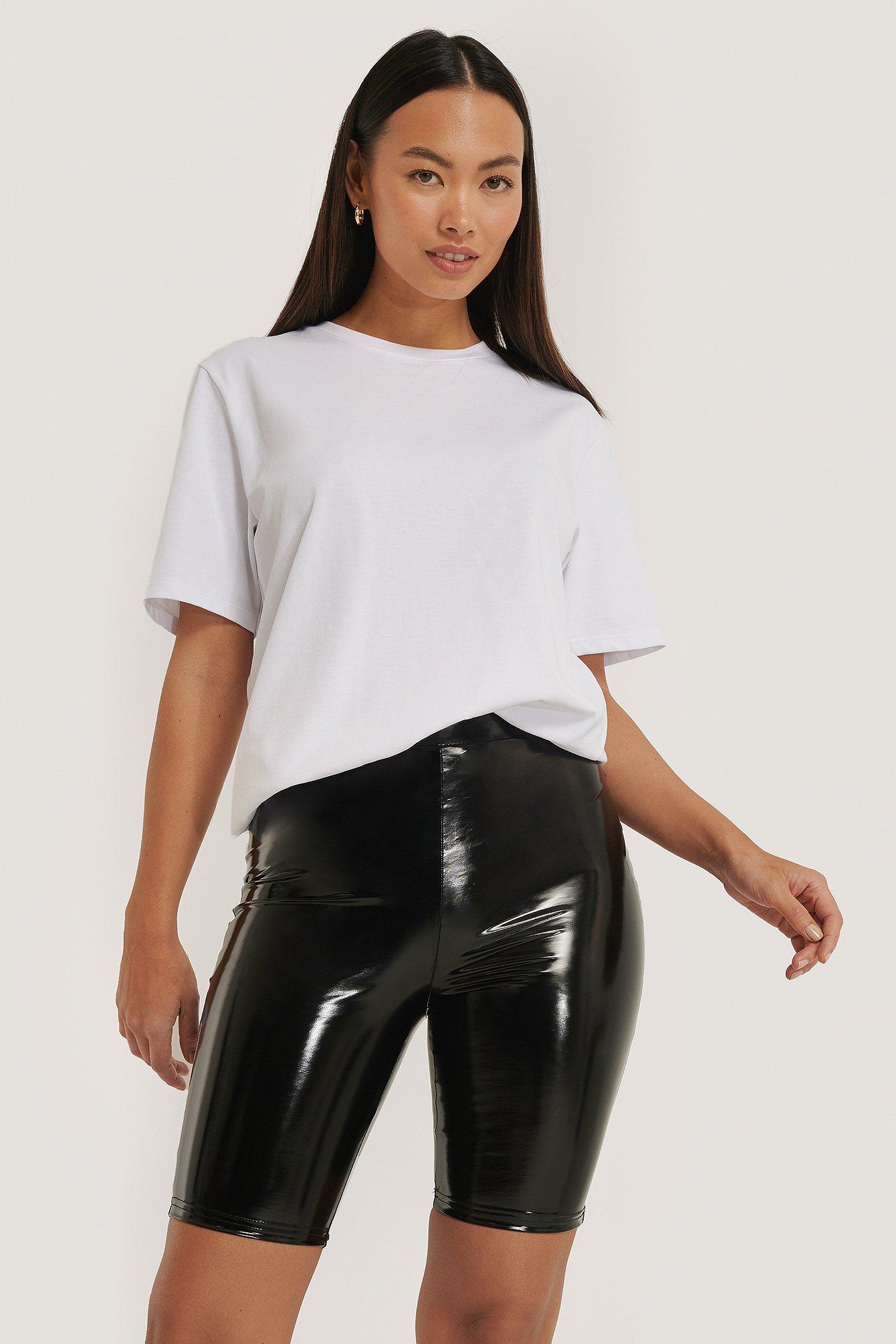 black shiny cycling shorts