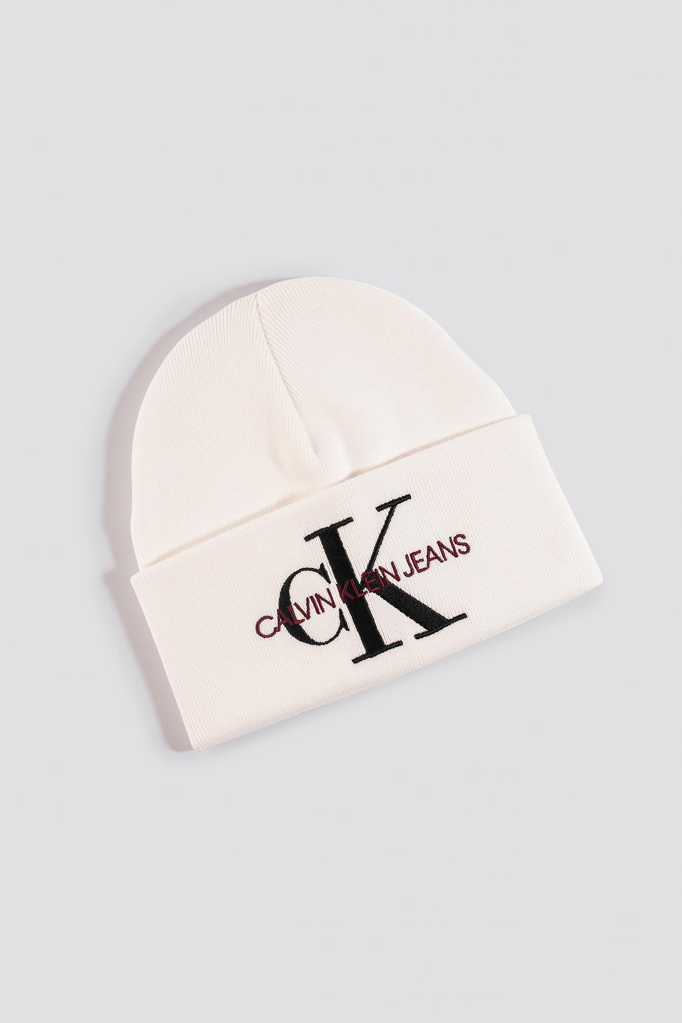 calvin klein beanie white