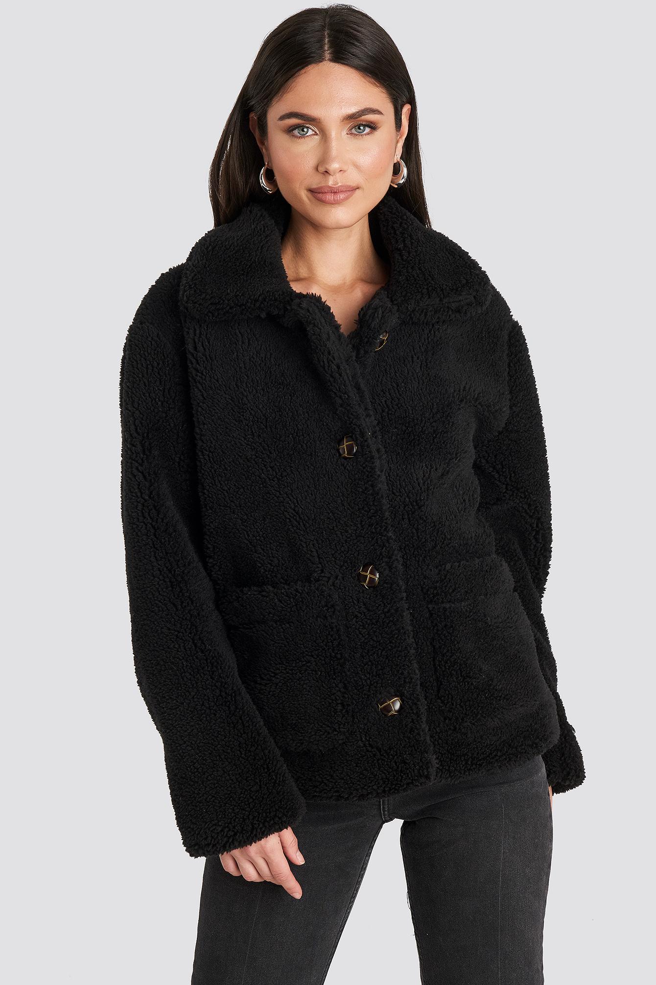 teddy jacket black womens