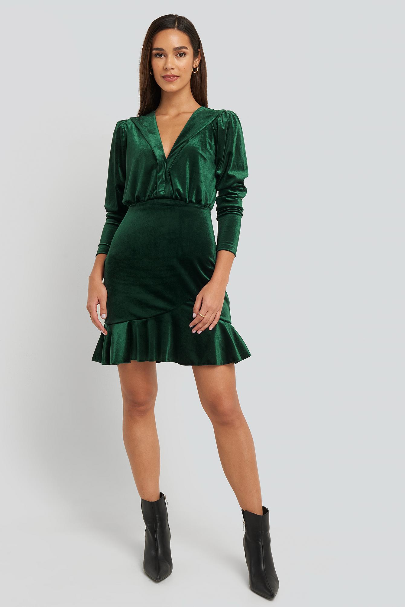deep green velvet dress