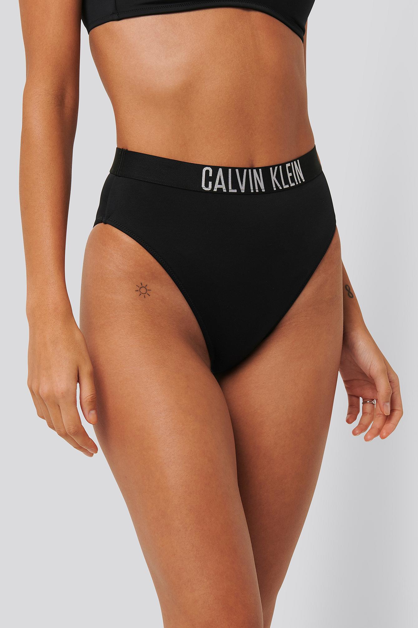 Calvin Klein Synthetic Black High Waist Cheeky Bikini | Lyst