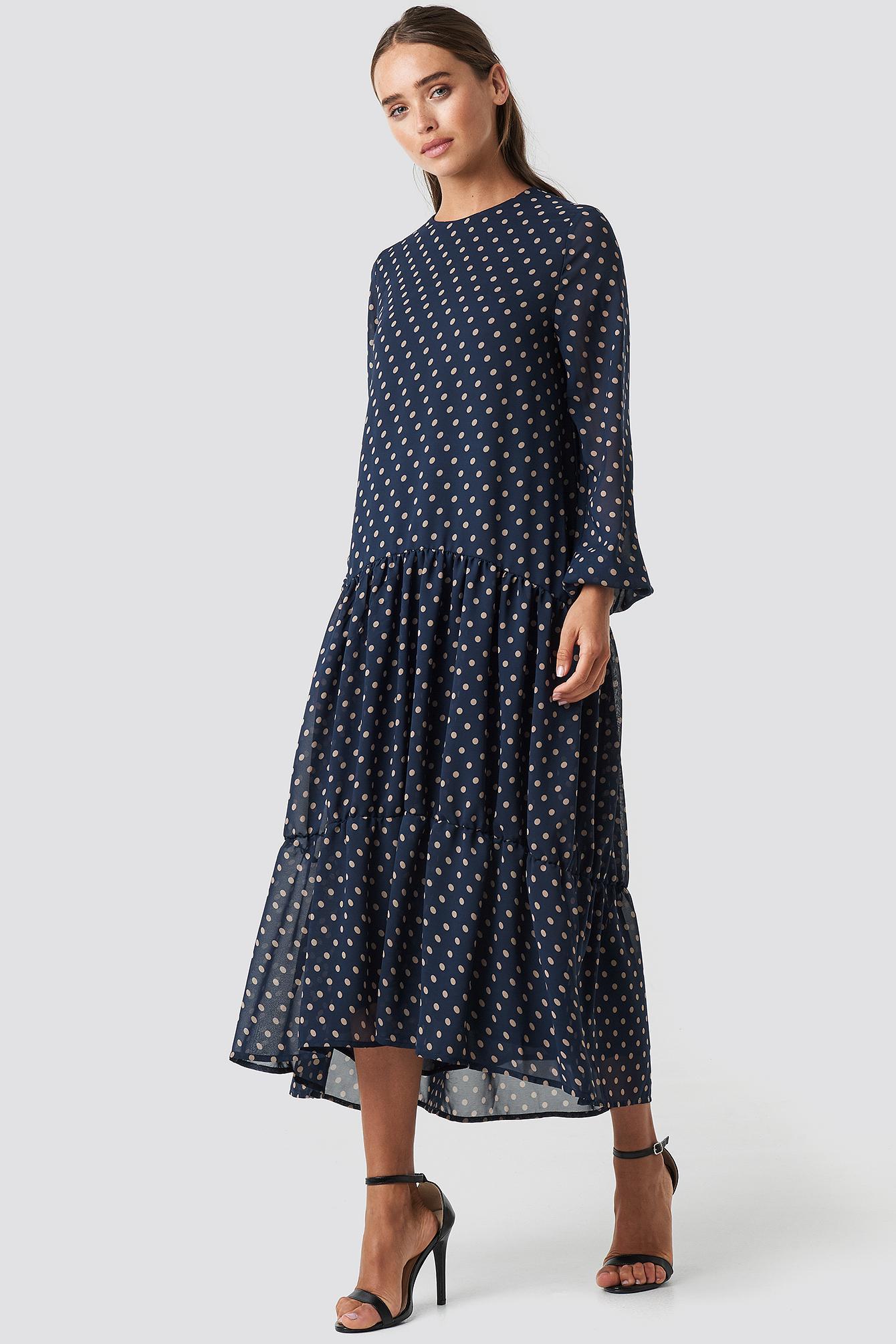 dotted ruffle chiffon dress