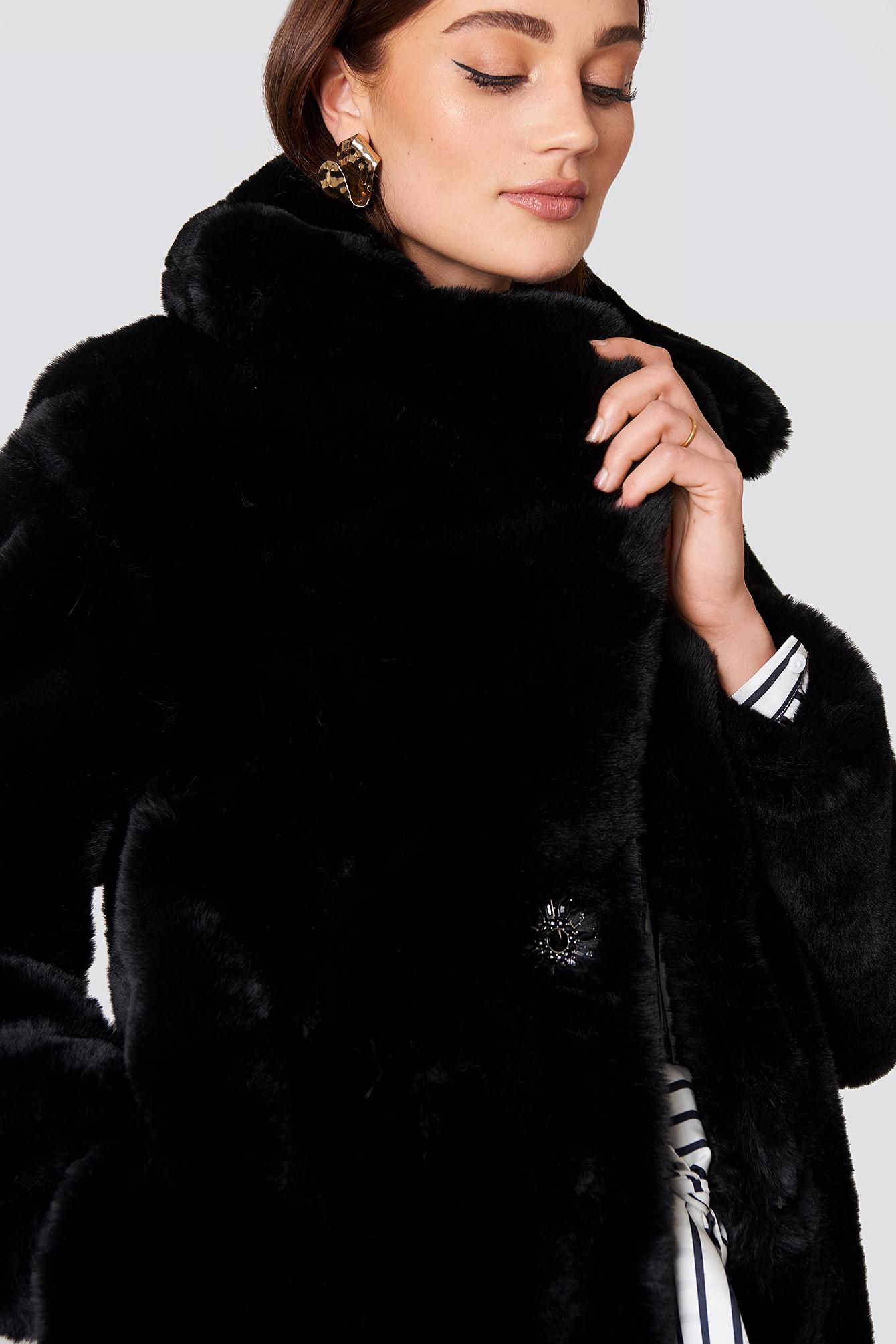 black fur coat mango