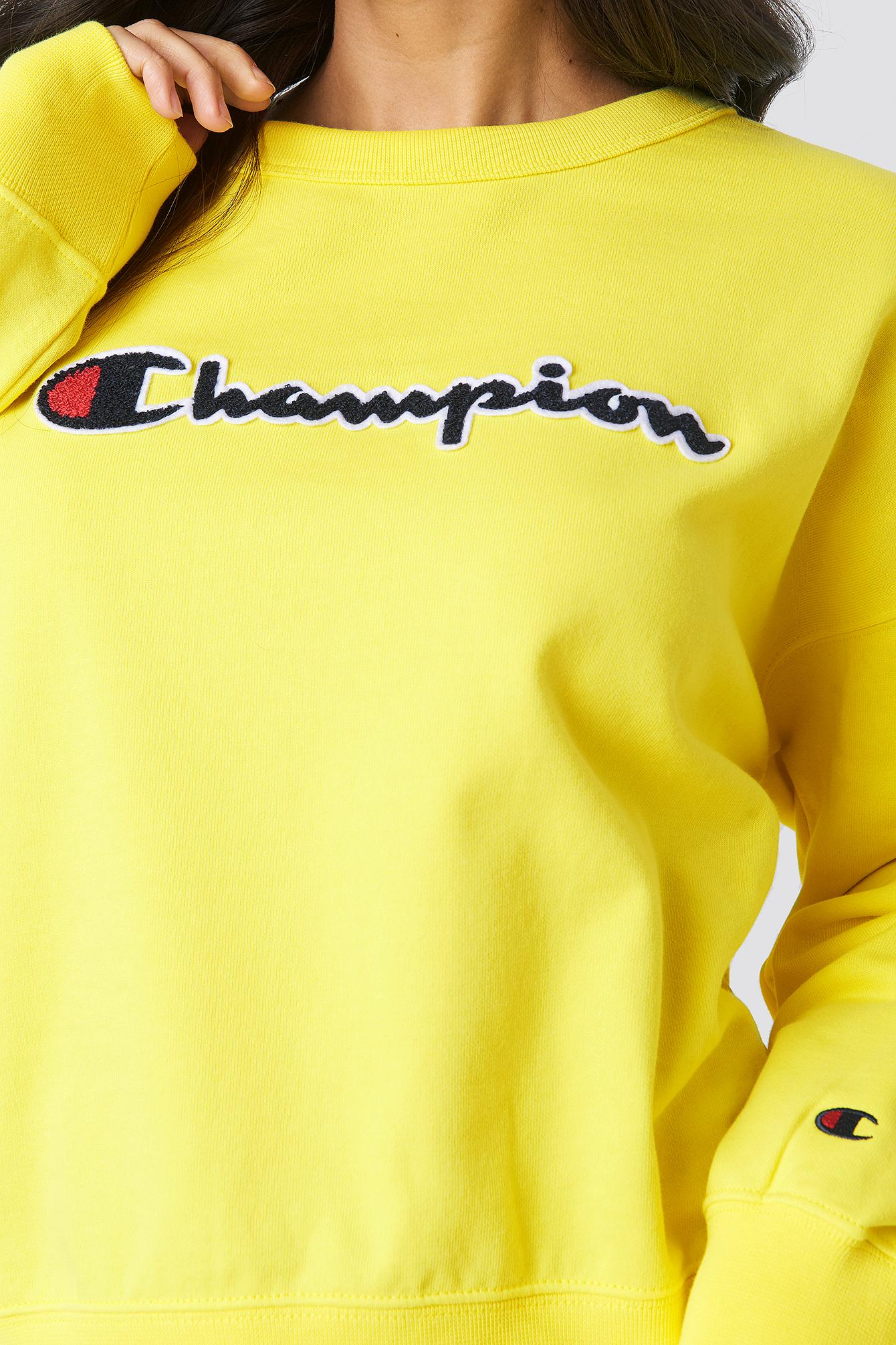 pastel yellow champion crewneck