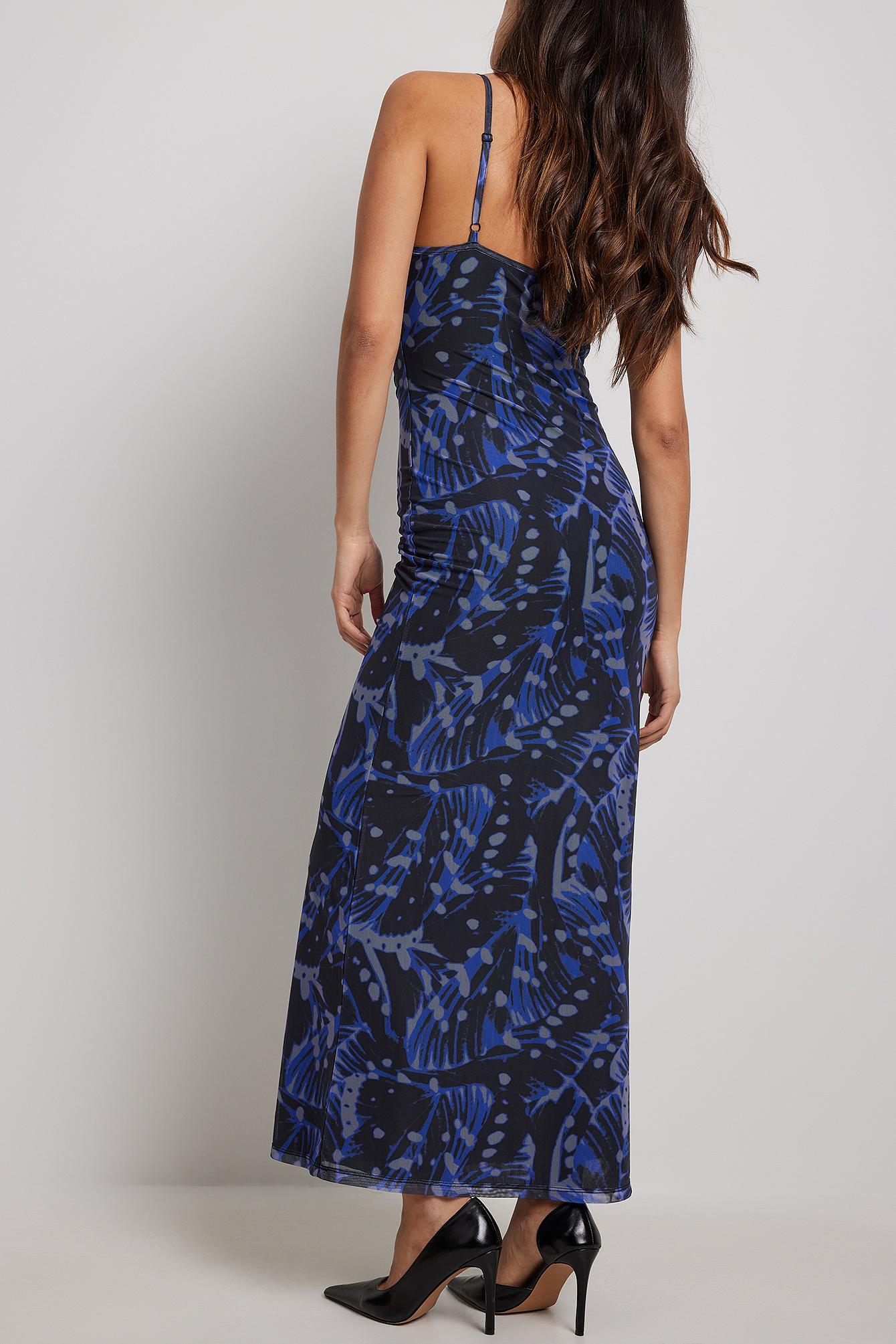 NA-KD Blue,multicolor Waterfall Mesh Maxi Dress | Lyst