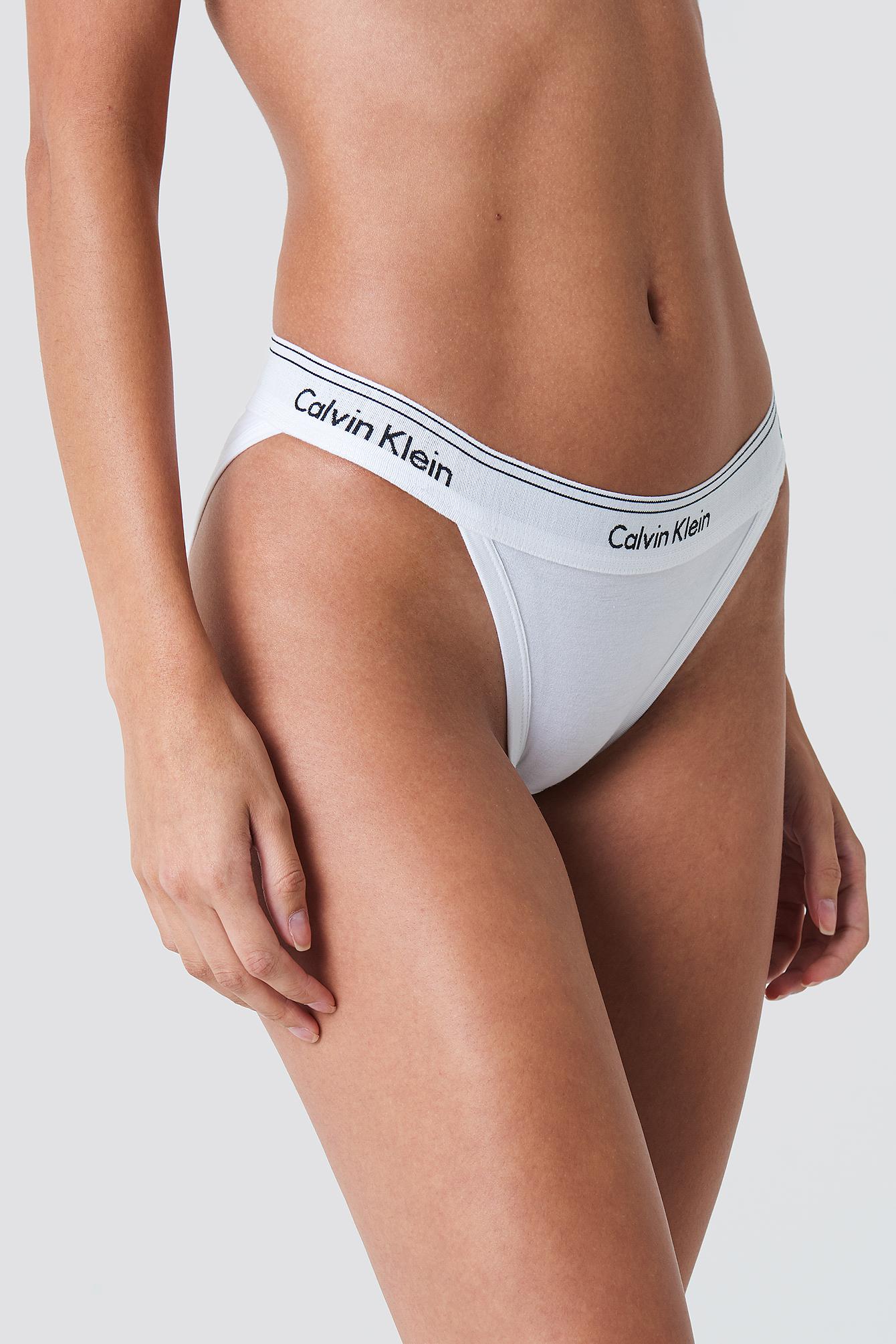 Calvin Klein Tanga High Leg Panties in White | Lyst