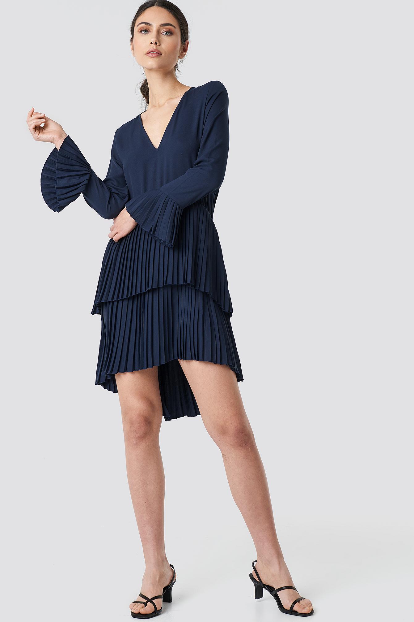 flounce detail layered midi dress