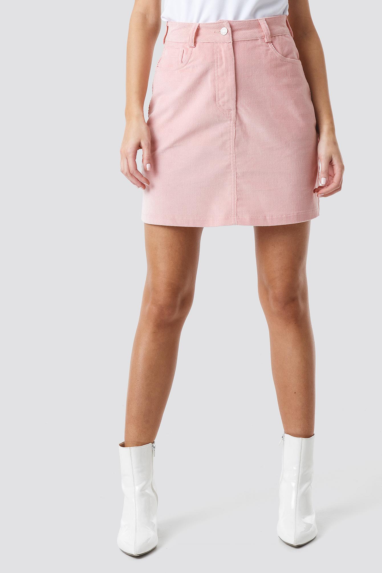 corduroy mini skirt pink