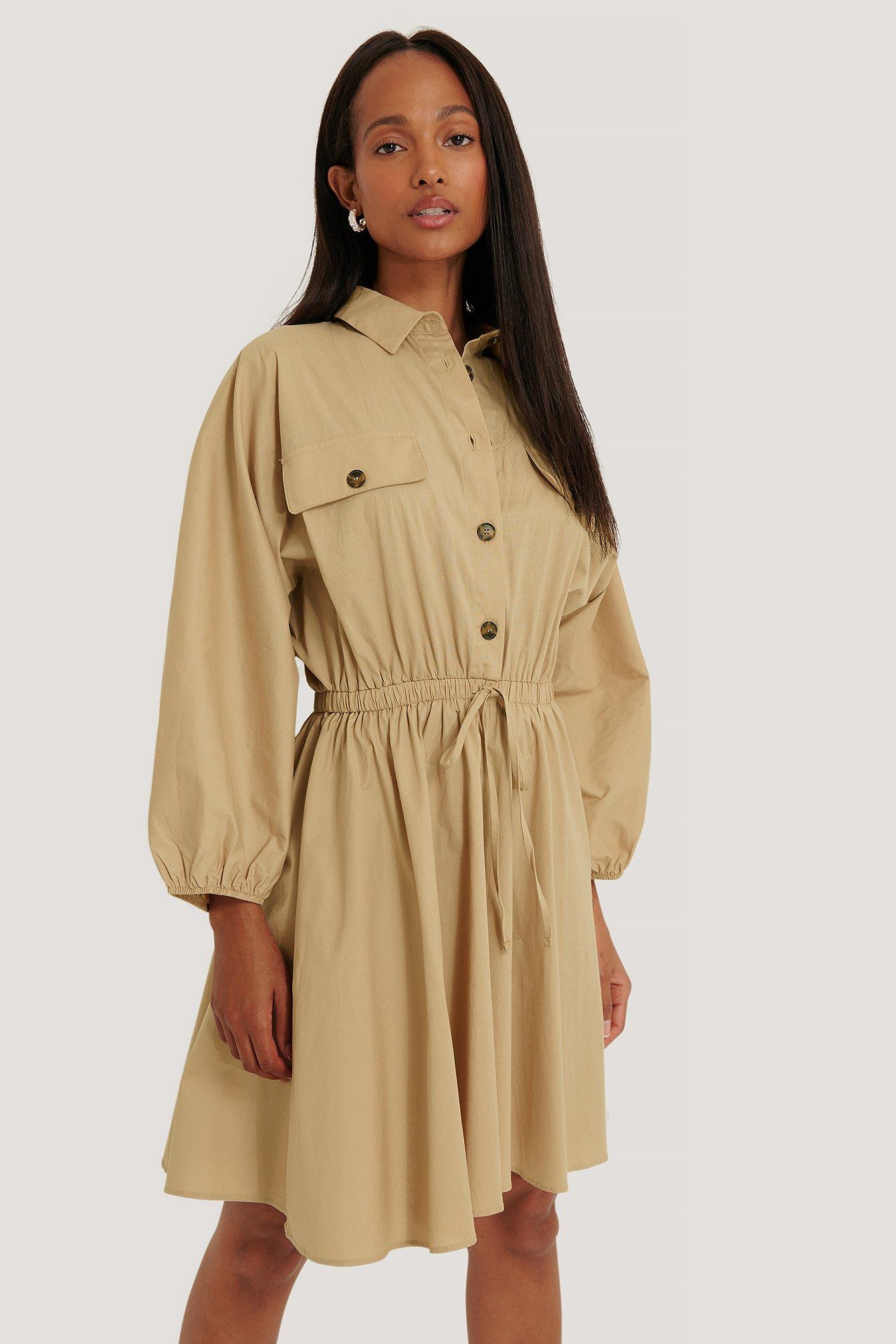 NA-KD Cotton Beige Elastic Waist Long 