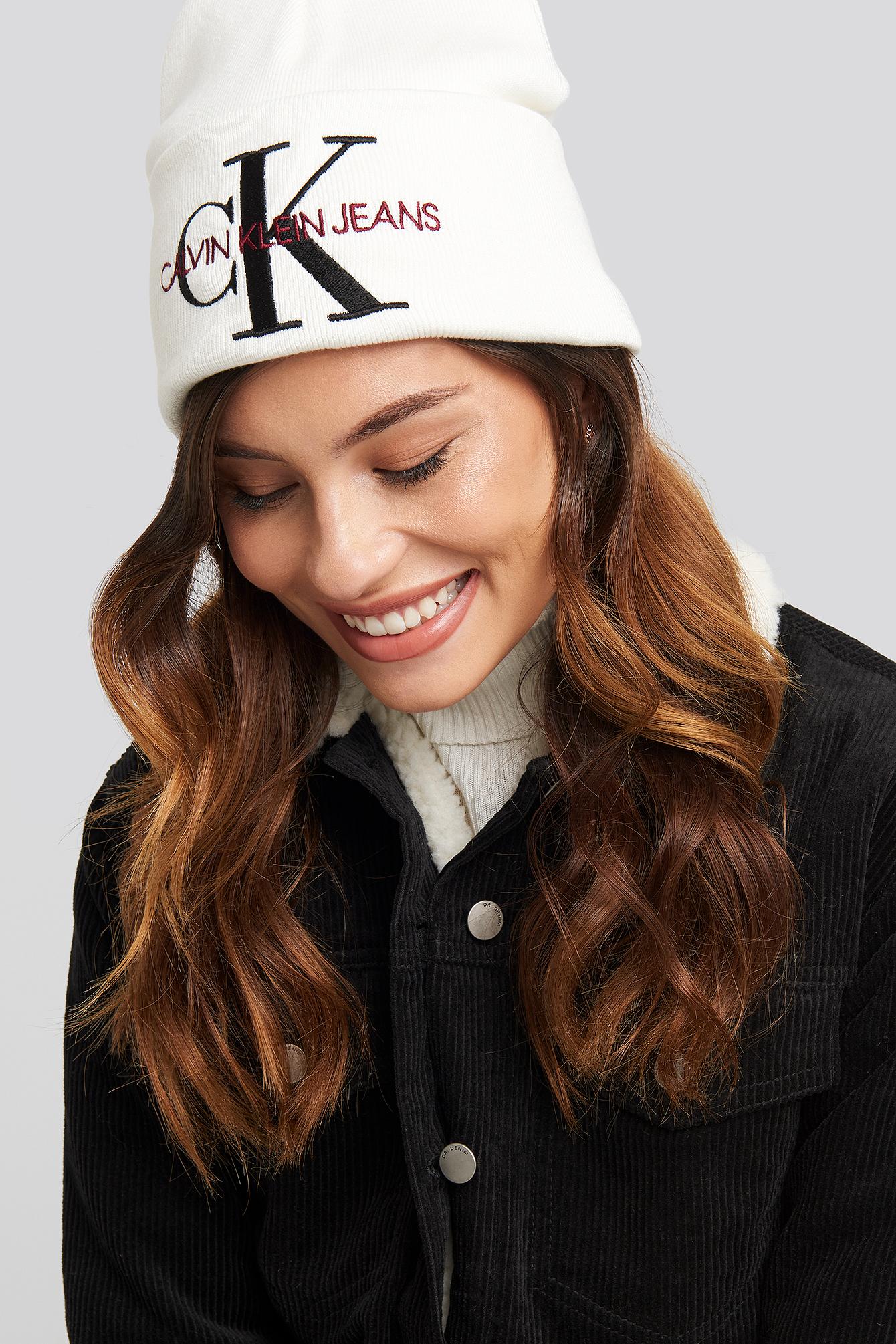Calvin Klein Cotton J Basic Women Knitted Beanie Hat White - Lyst