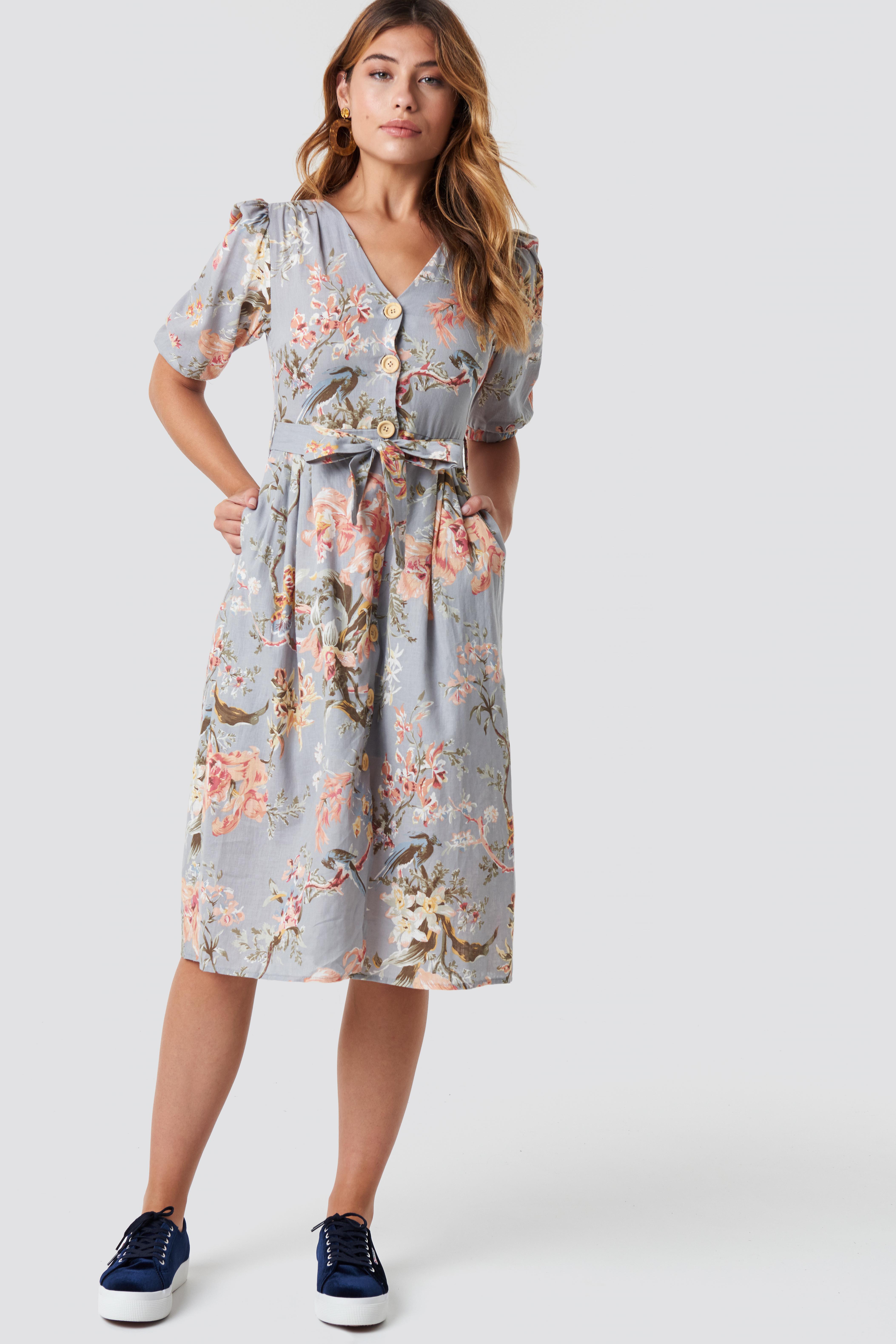 mango floral linen blend dress