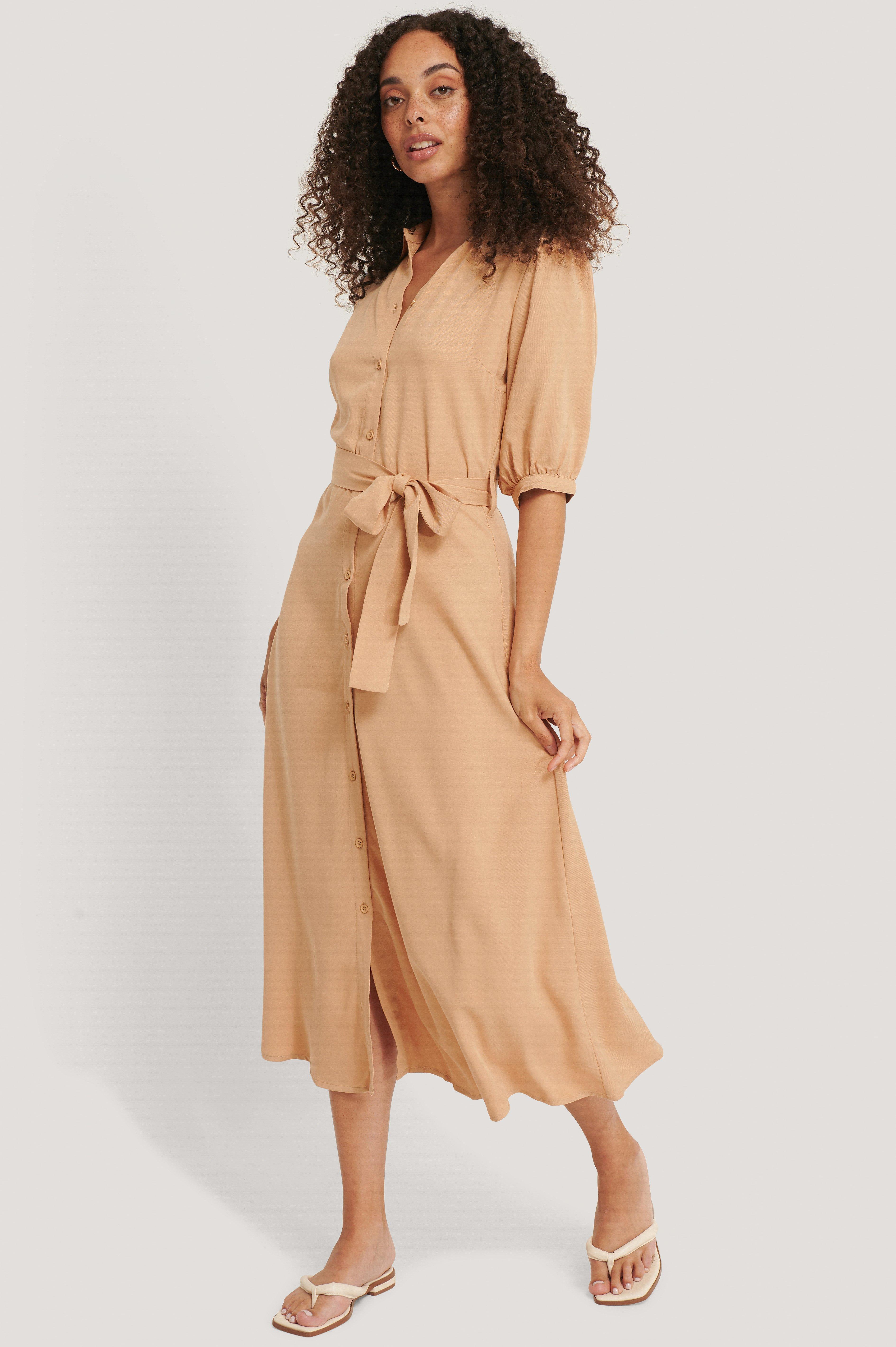 Beige belted dress Clearance
