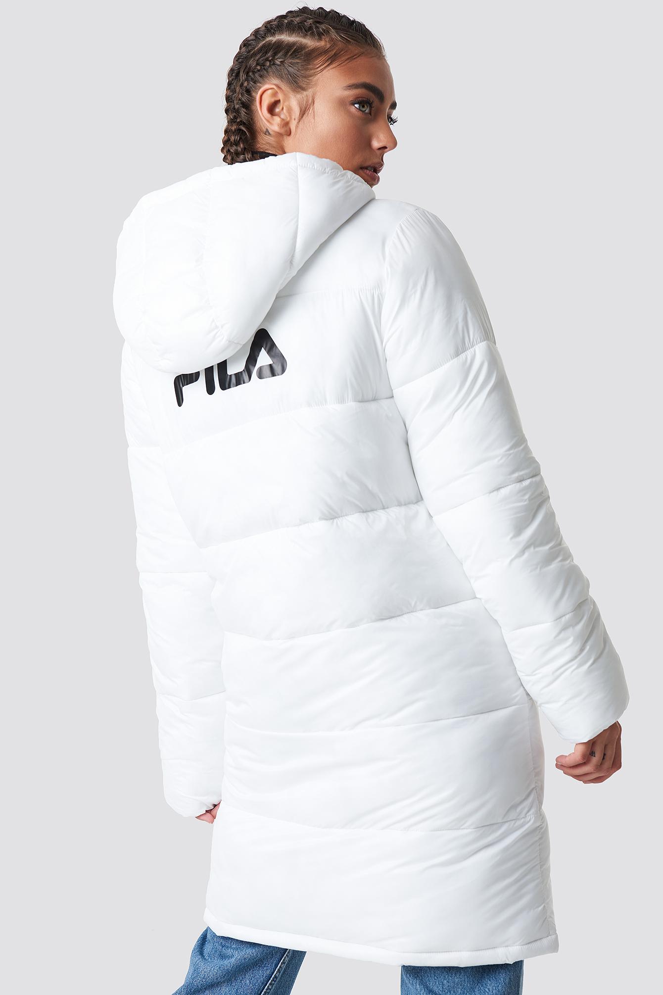Fila Synthetic Zia Long Puff Jacket Bright White - Lyst
