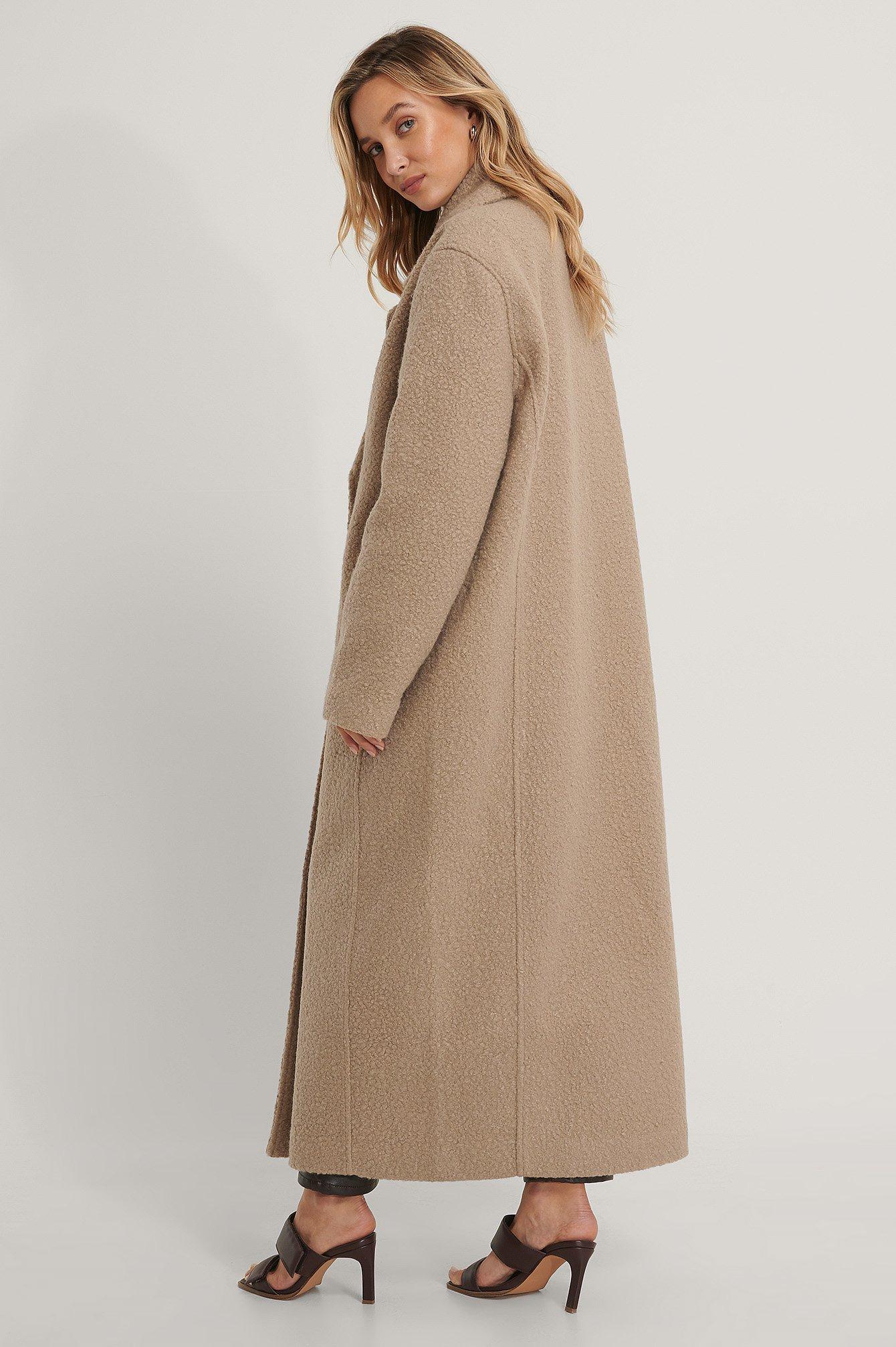 NA-KD Synthetic Beige Oversized Maxi Coat in Natural - Lyst