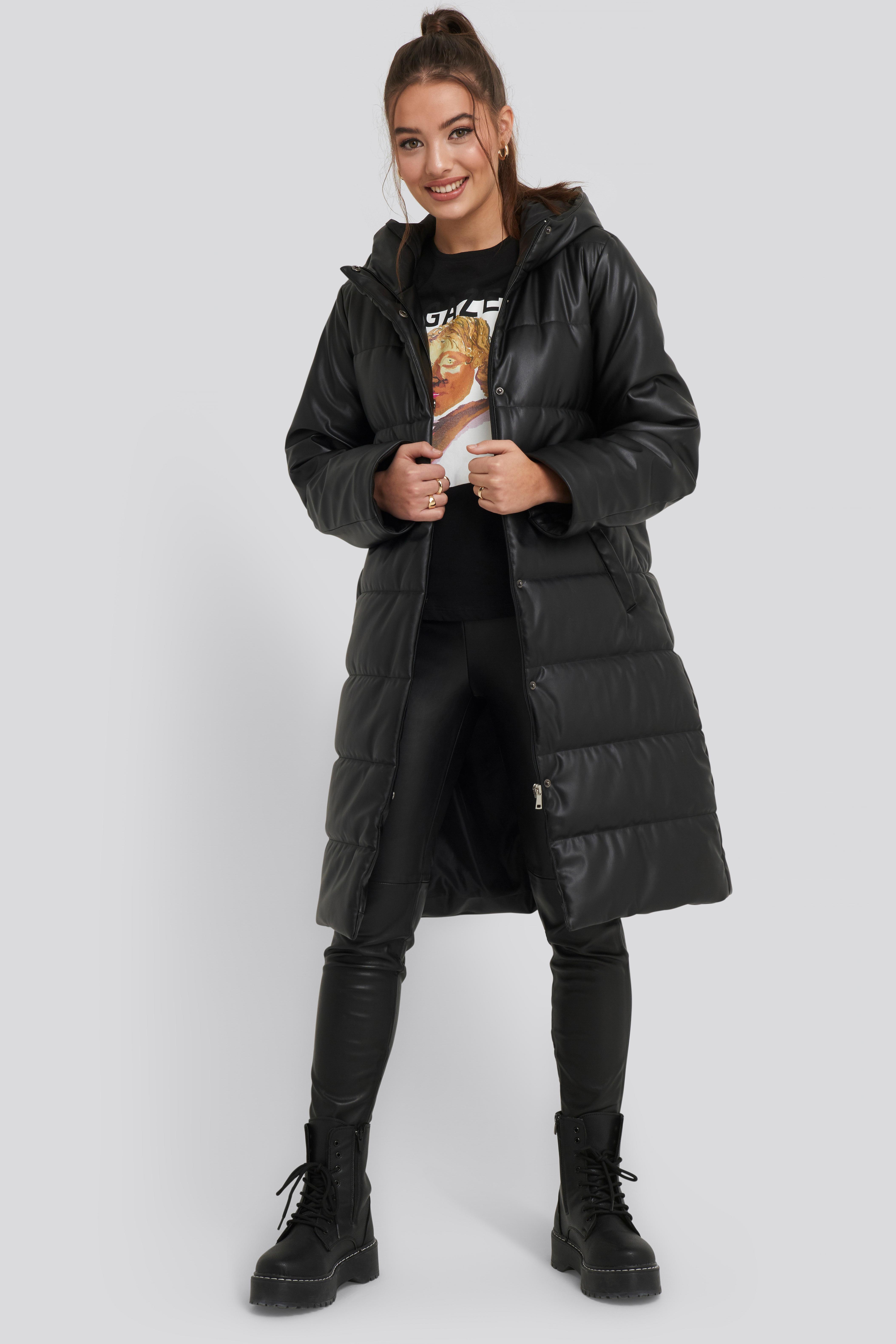 Long pu padded jacket Clearance