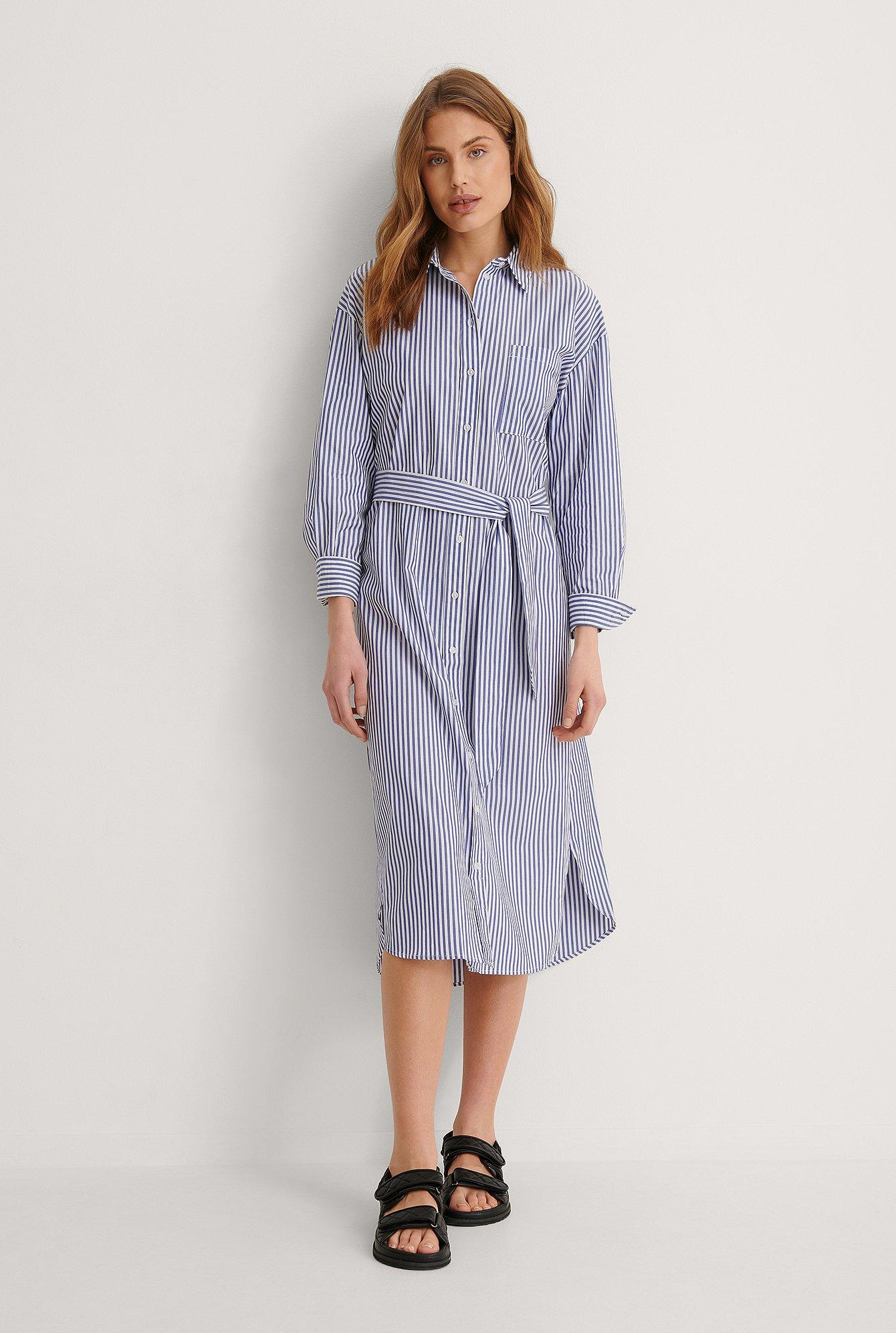 Mango Stripe Fresh Shirt Dress in Blue | Lyst UK