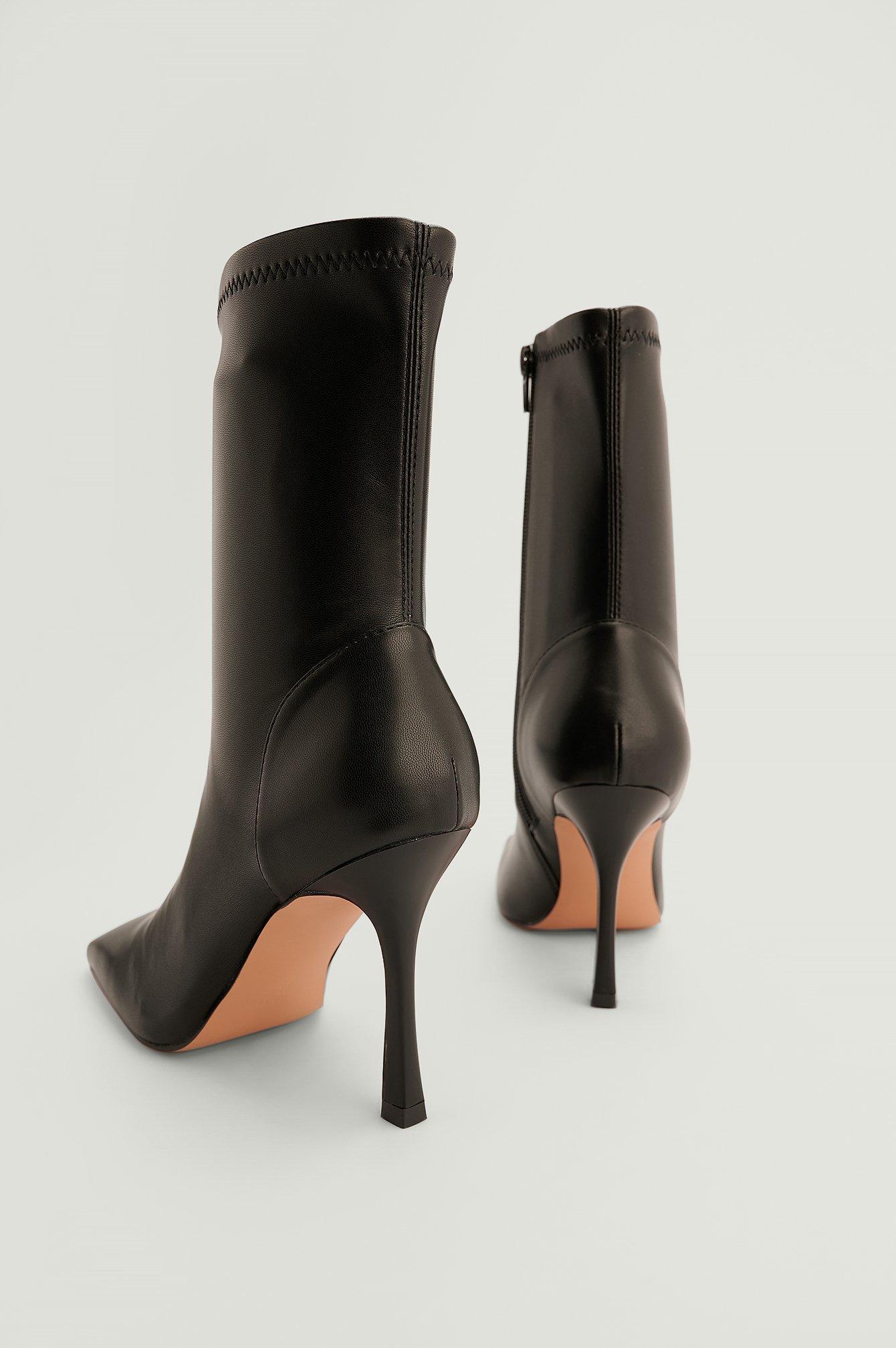 NA-KD Leather Black Half Moon Boots | Lyst