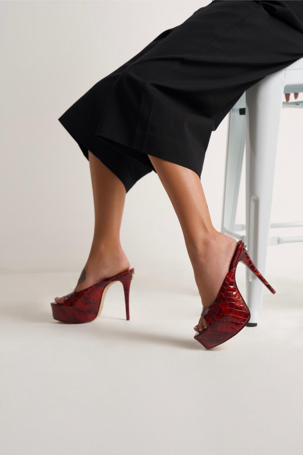 【NAKED WOLFE】Texas Croc Patent Leather【厚底】 Texas Black Croc Patent Leather