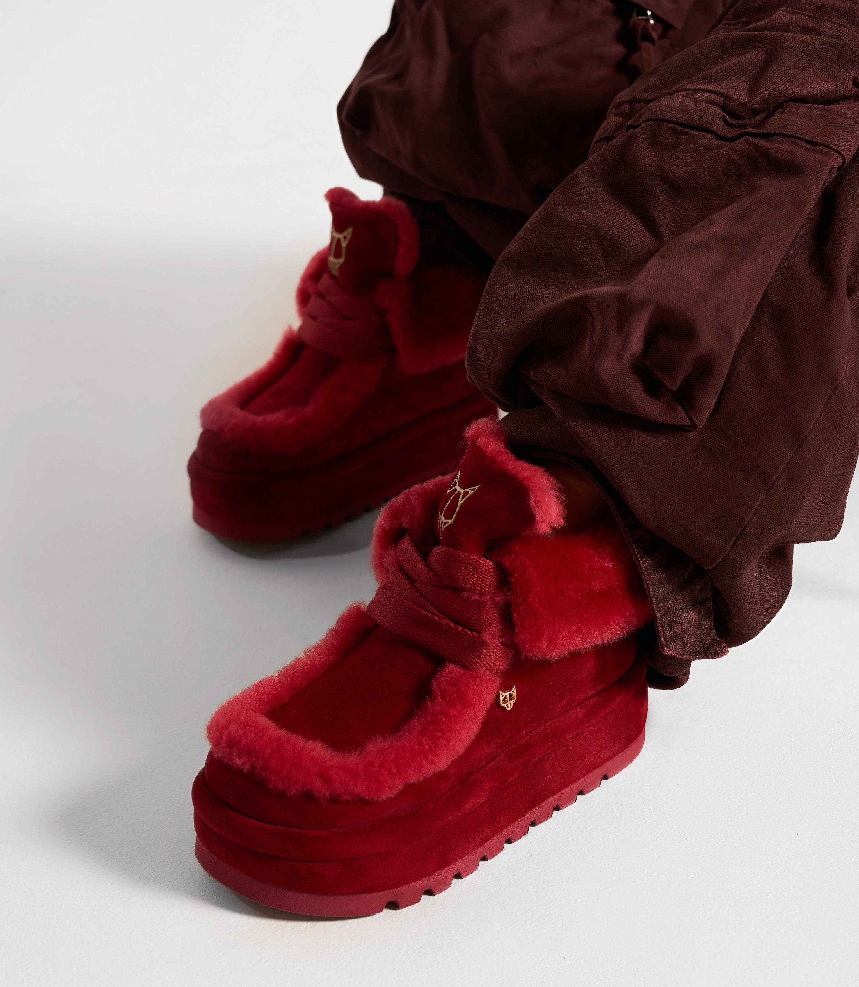[Naked Wolfe]* 厚底 アンクルブーツ * Bambi Bambi Dark Olive Suede/Shearling