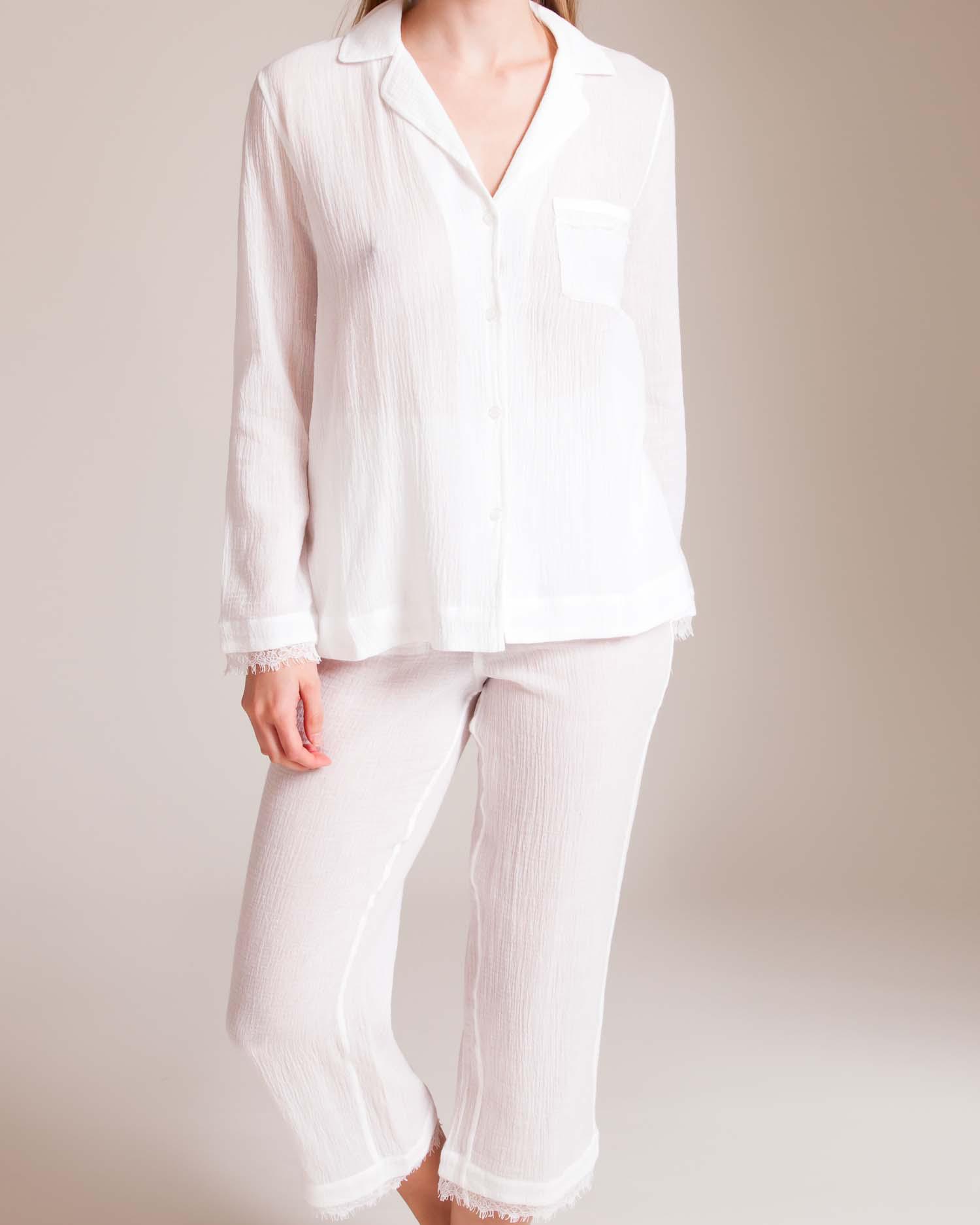Skin Woven Cotton Gauze Pajama in White Lyst