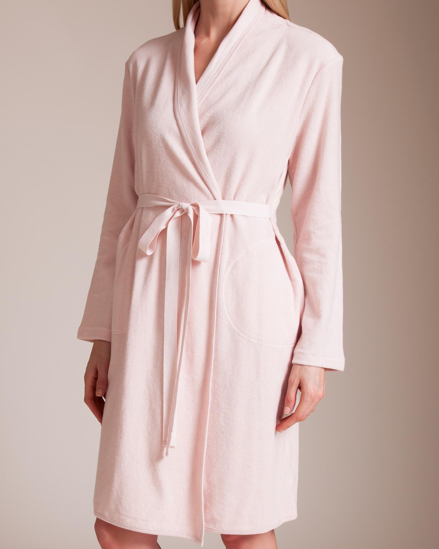 Skin Cotton Micro French Terry Robe in Pearl Pink (Pink) Lyst